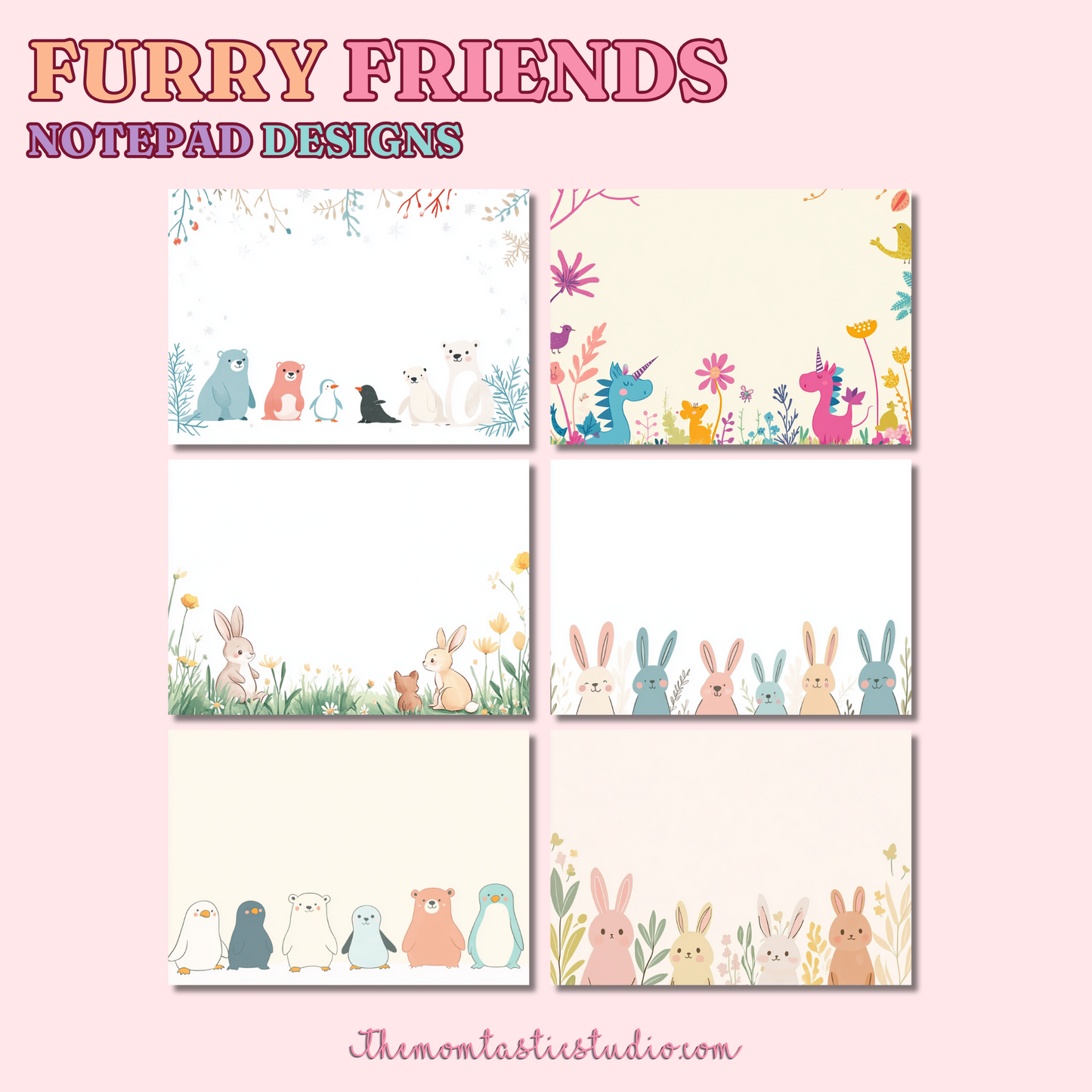 Furry Friends Notepad Bundle - PDF/PNG Files - Commercial Use