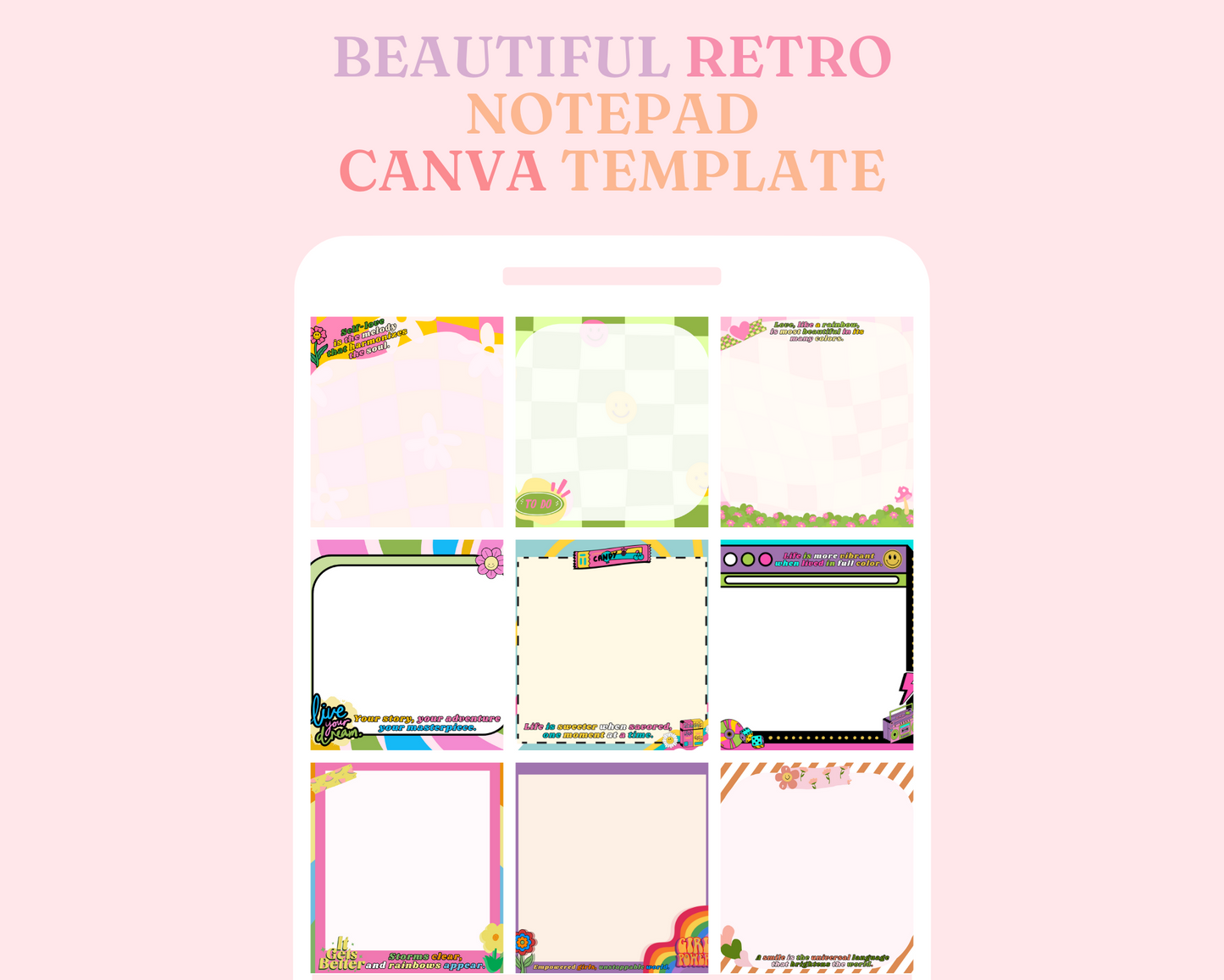Retro Memo Pad – Canva Template (3.5x3.5 inches) – Instant Download –  Commercial Use