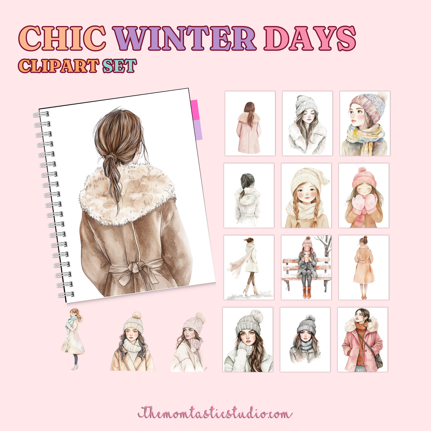 Chic Winter Days Clipart Set - 300 DPI – Instant Download – Commercial Use (Transparent Files)