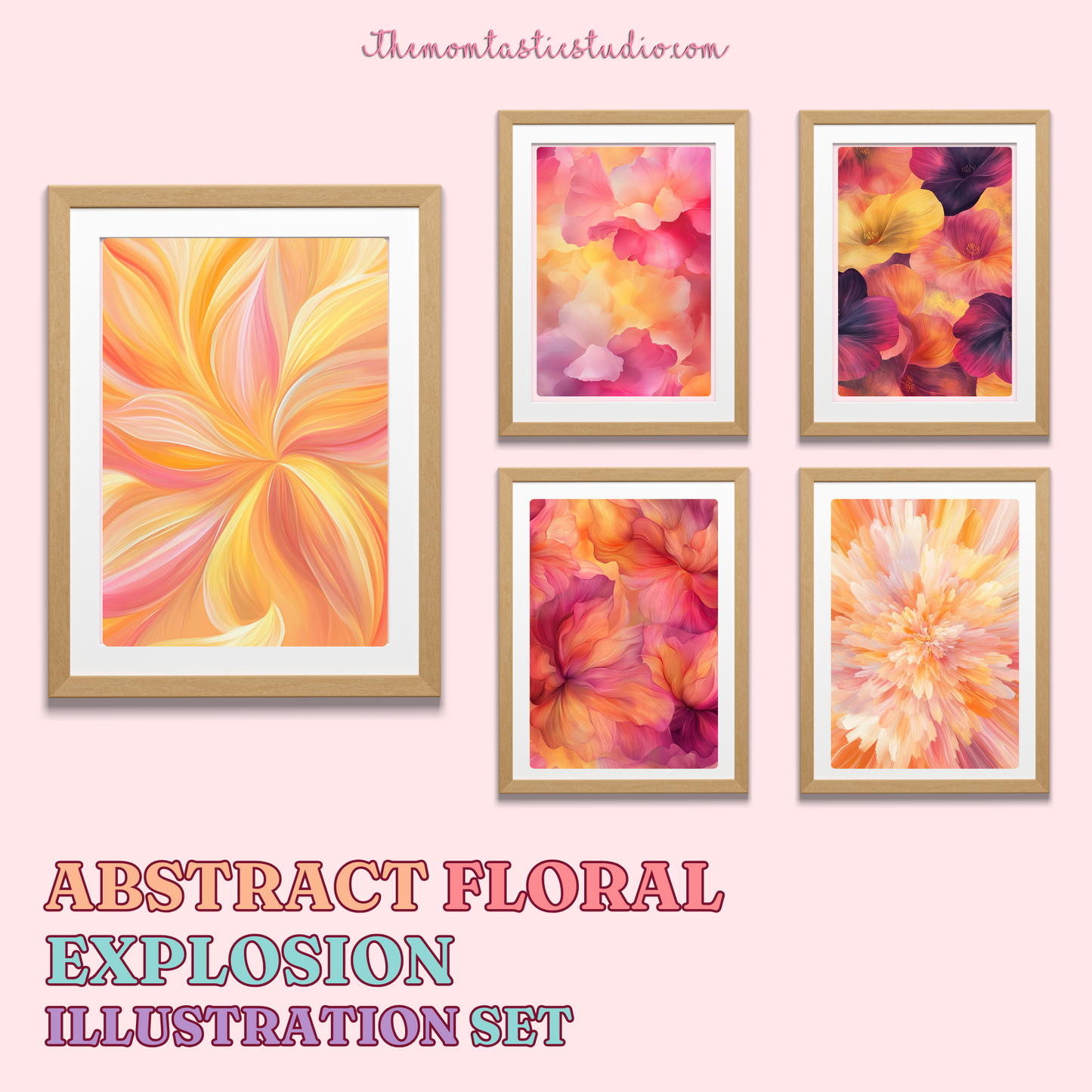 Abstract Floral Explosion Illustration Set - 300 DPI – Instant Download – Commercial Use