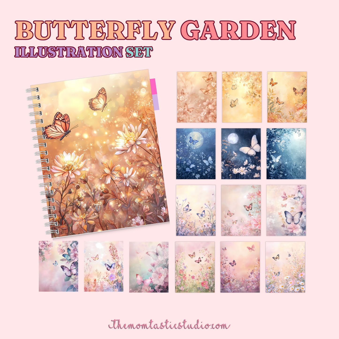 Butterfly Garden Set - 300 DPI – Instant Download – Commercial Use