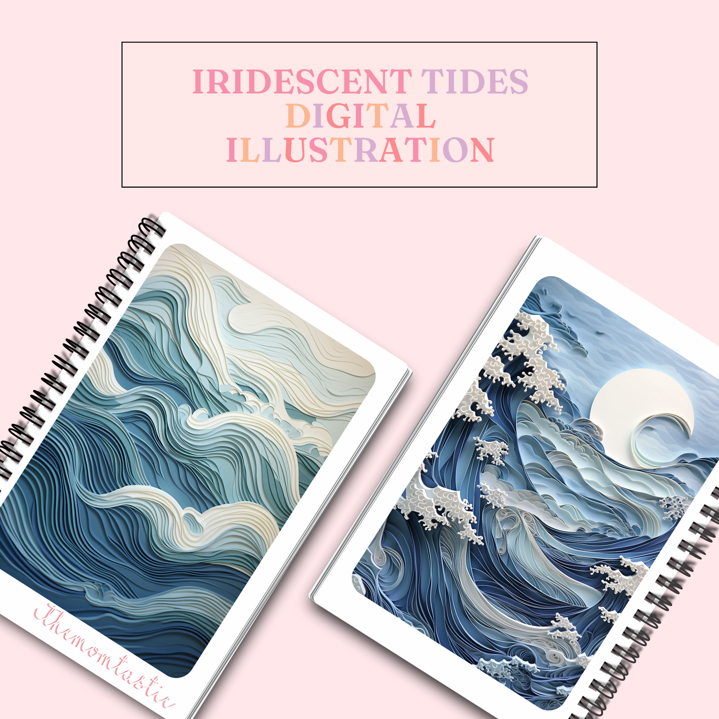 Iridescent Tides Digital Illustration – Instant Download – Commercial Use