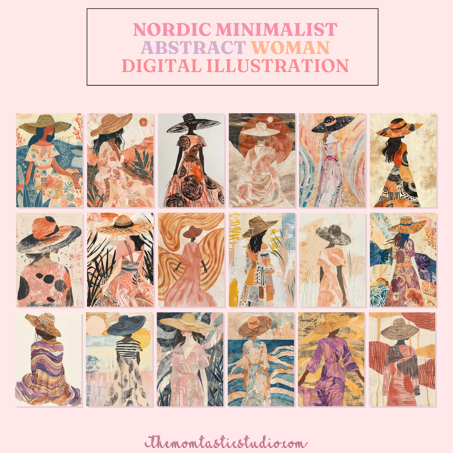 Nordic Minimalist Abstract Woman Digital Illustration 300DPI – Instant Download – Commercial Use