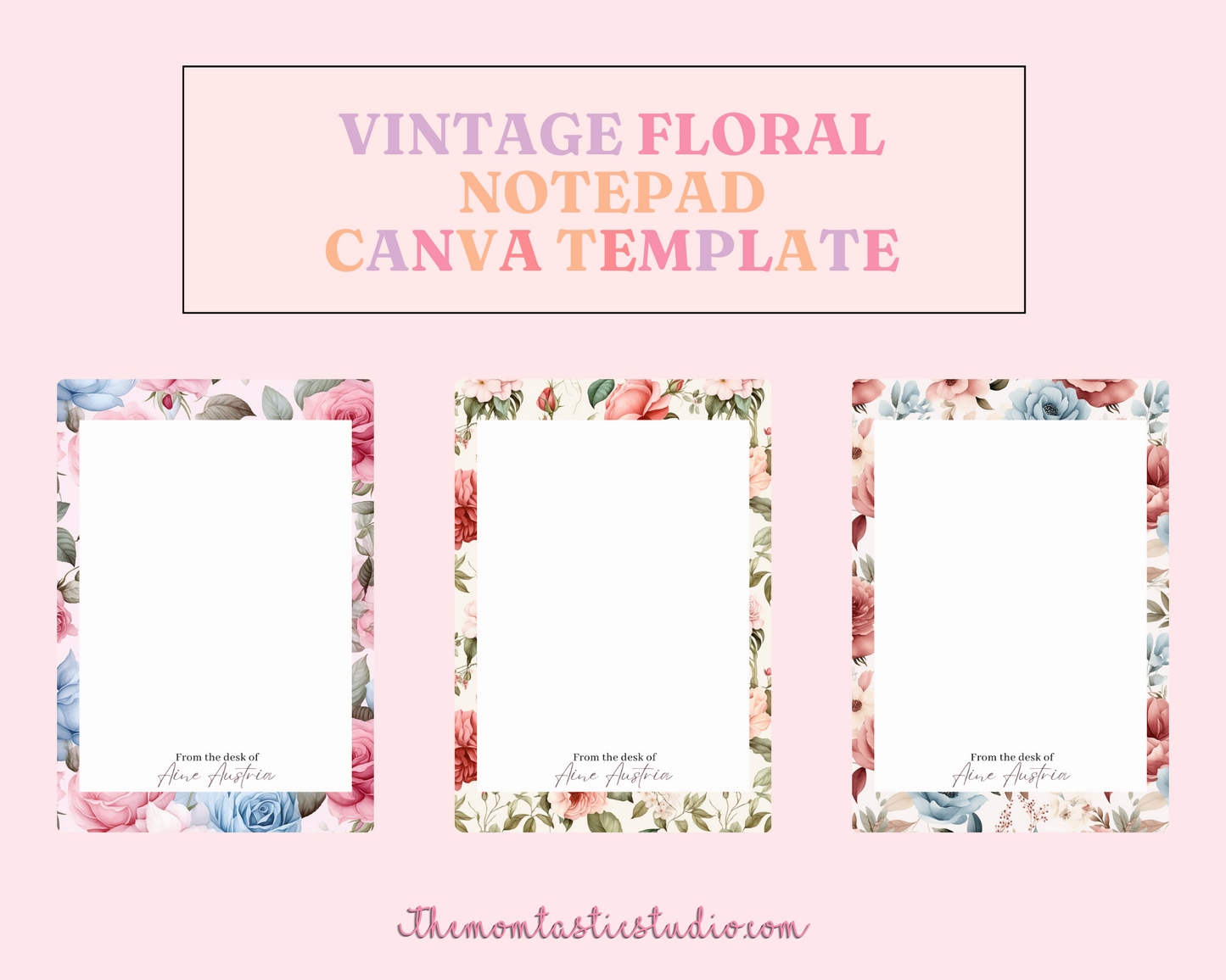 3x4" Vintage Floral Notepad Canva Template - 8 Pages - Commercial Use