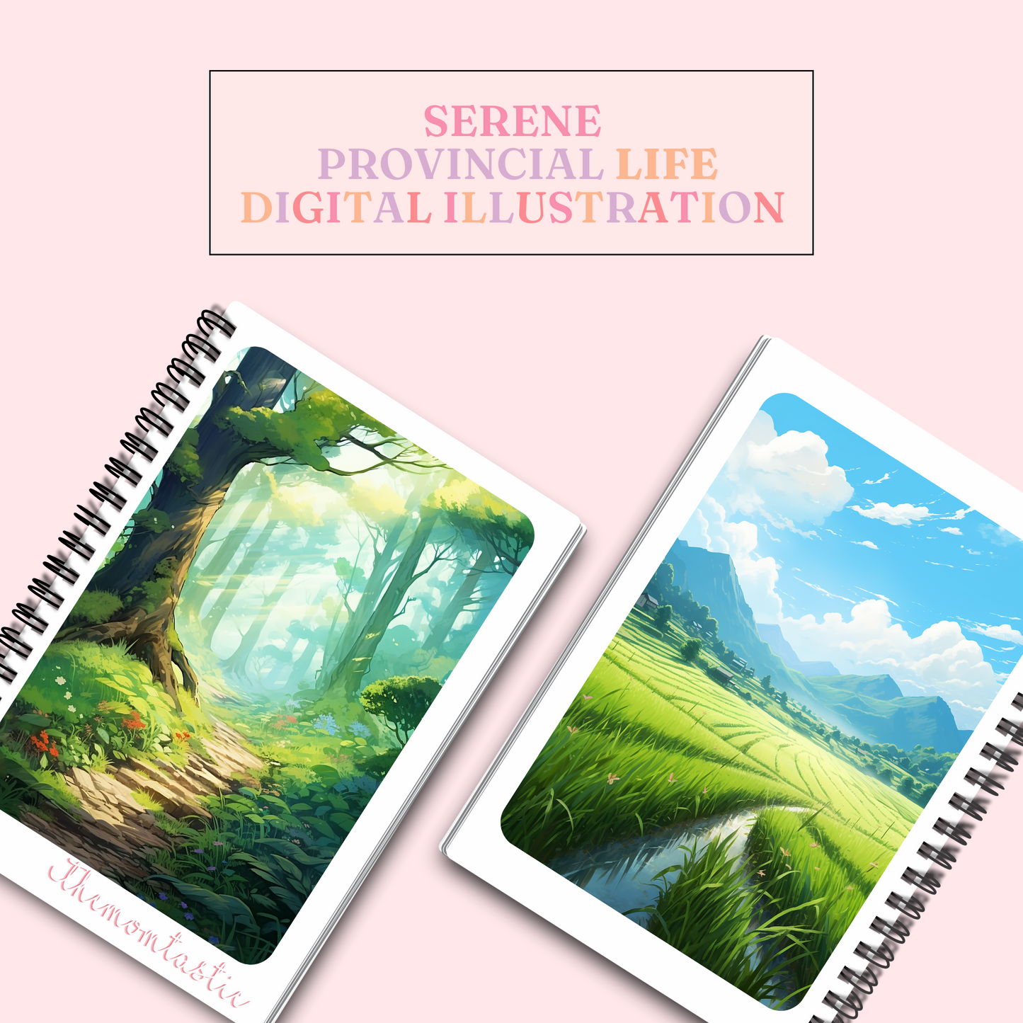 Serene Provincial Life Digital Illustration 300DPI – Instant Download – Commercial Use