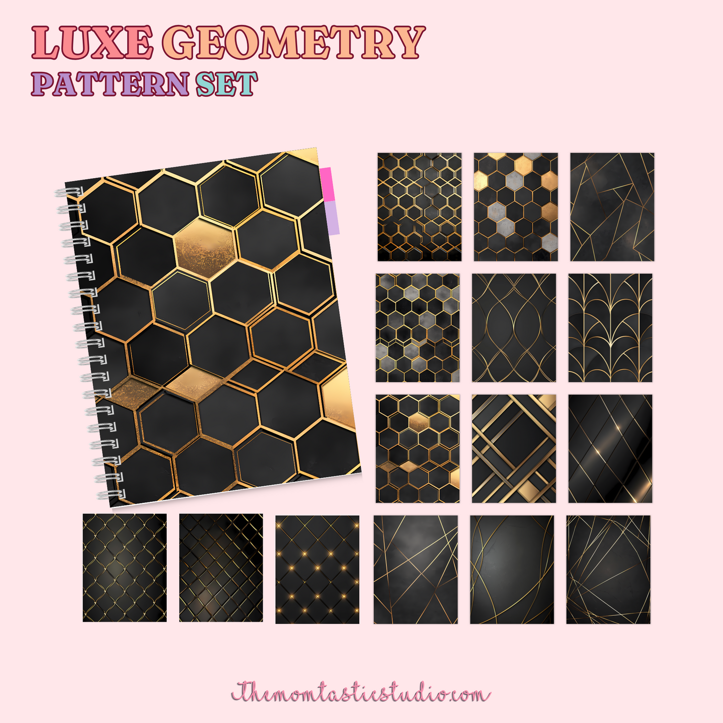 Luxe Geometry Pattern Set - 300 DPI – Instant Download – Commercial Use