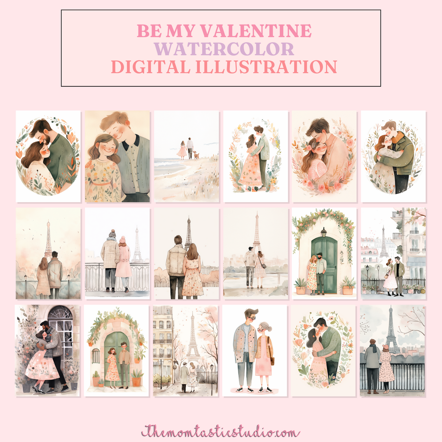 Be My Valentine Digital Illustration 300DPI – Instant Download – Commercial Use