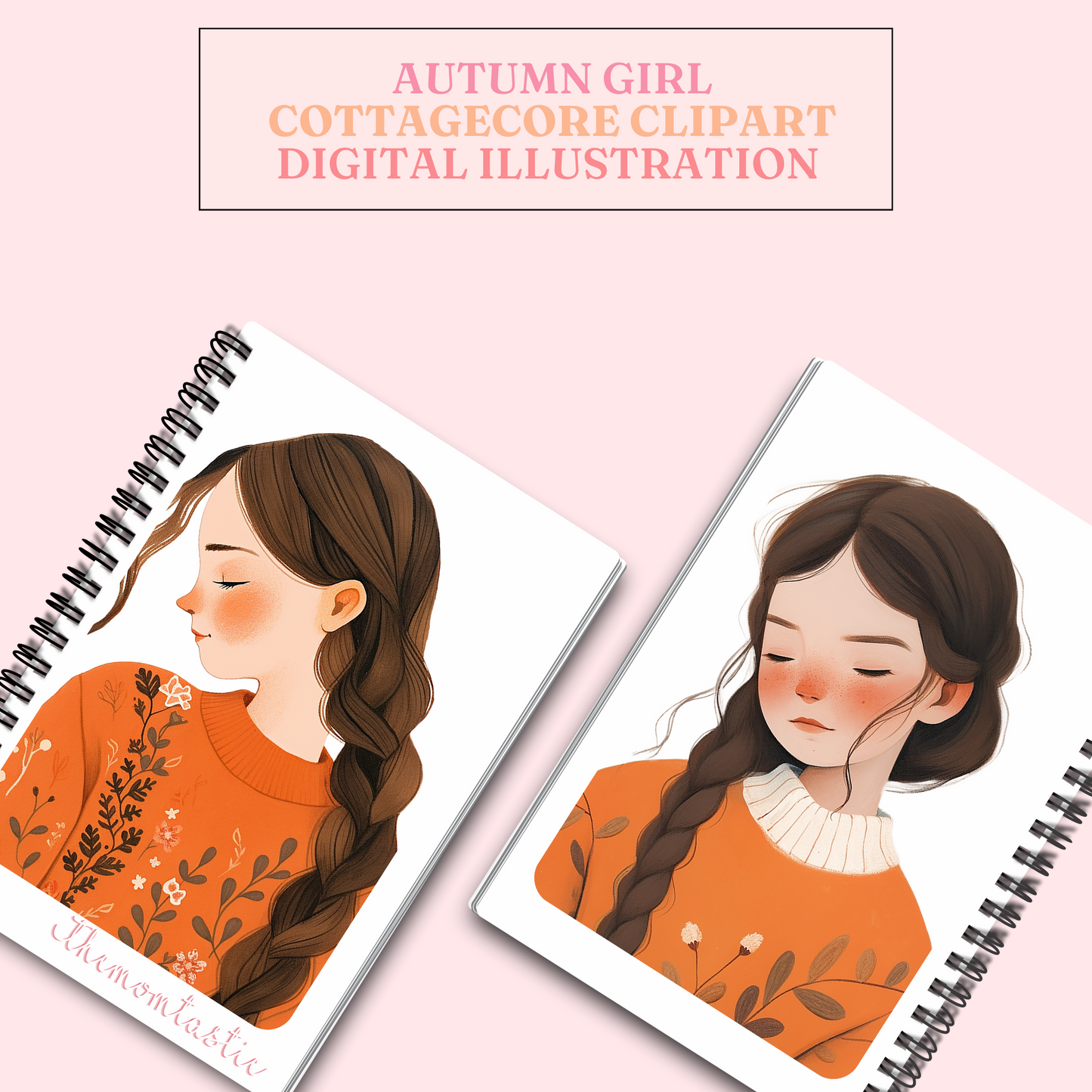 Autumn Girl Cottagecore Cliparts – High-Quality PNG - Transparent Background - Commercial Use