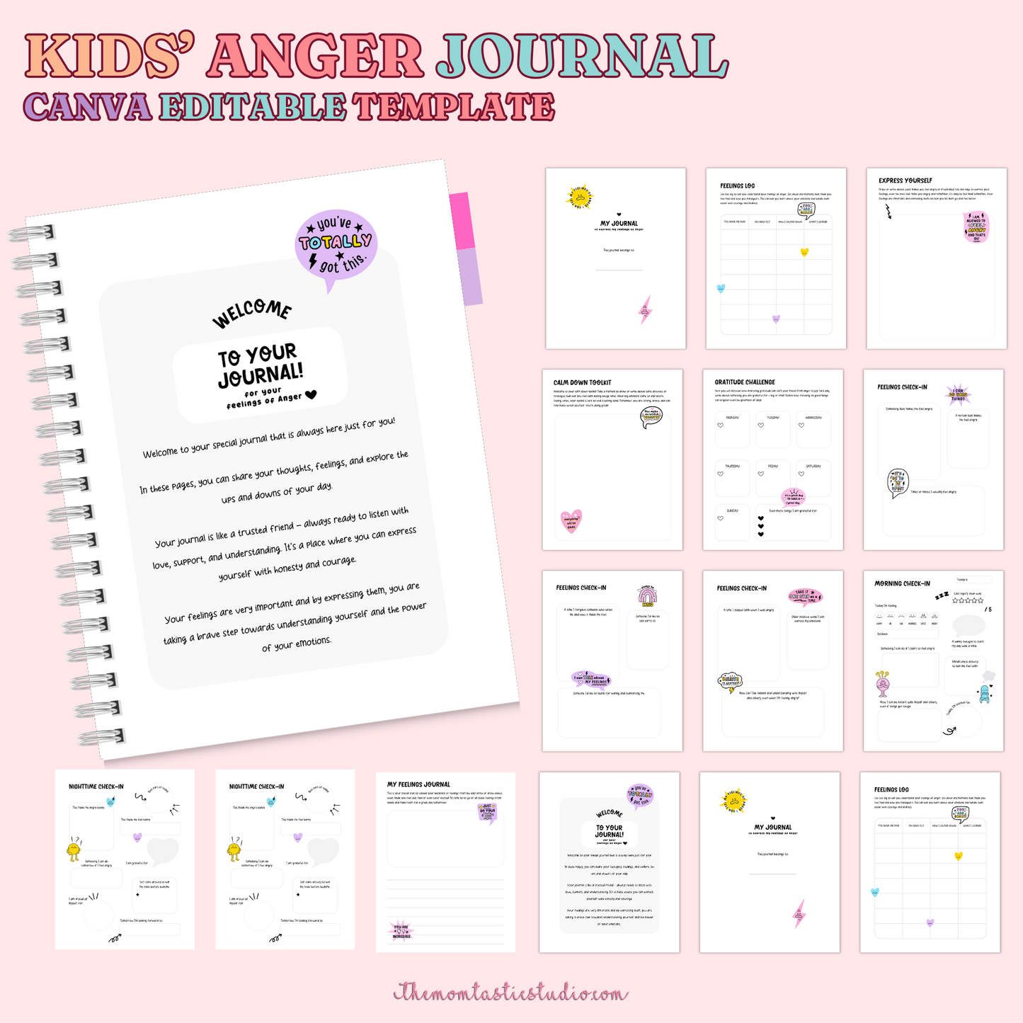 Kids Mental Health Journal Canva Editable Templates – Instant Download – Printable / Editable