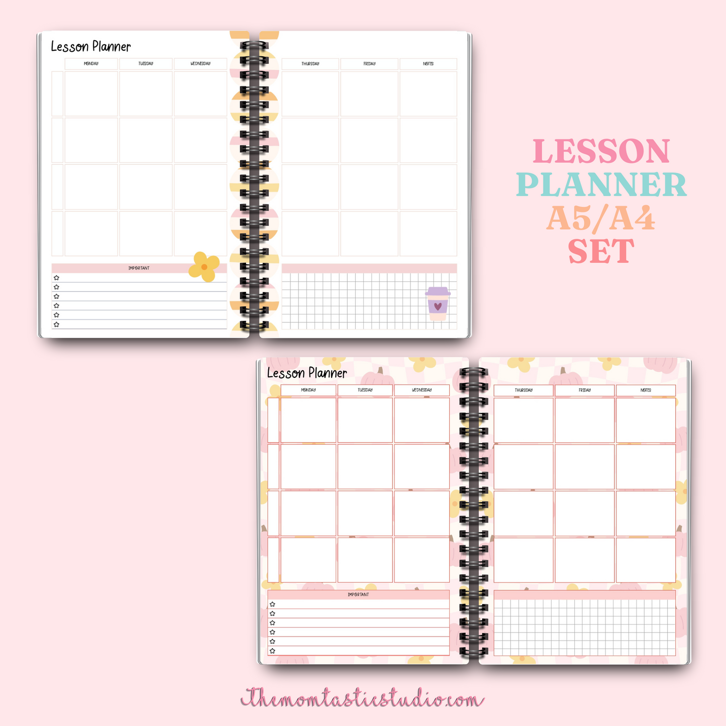 Lesson Planner Spread - PDF File Only (A5/A4) - Commercial Use