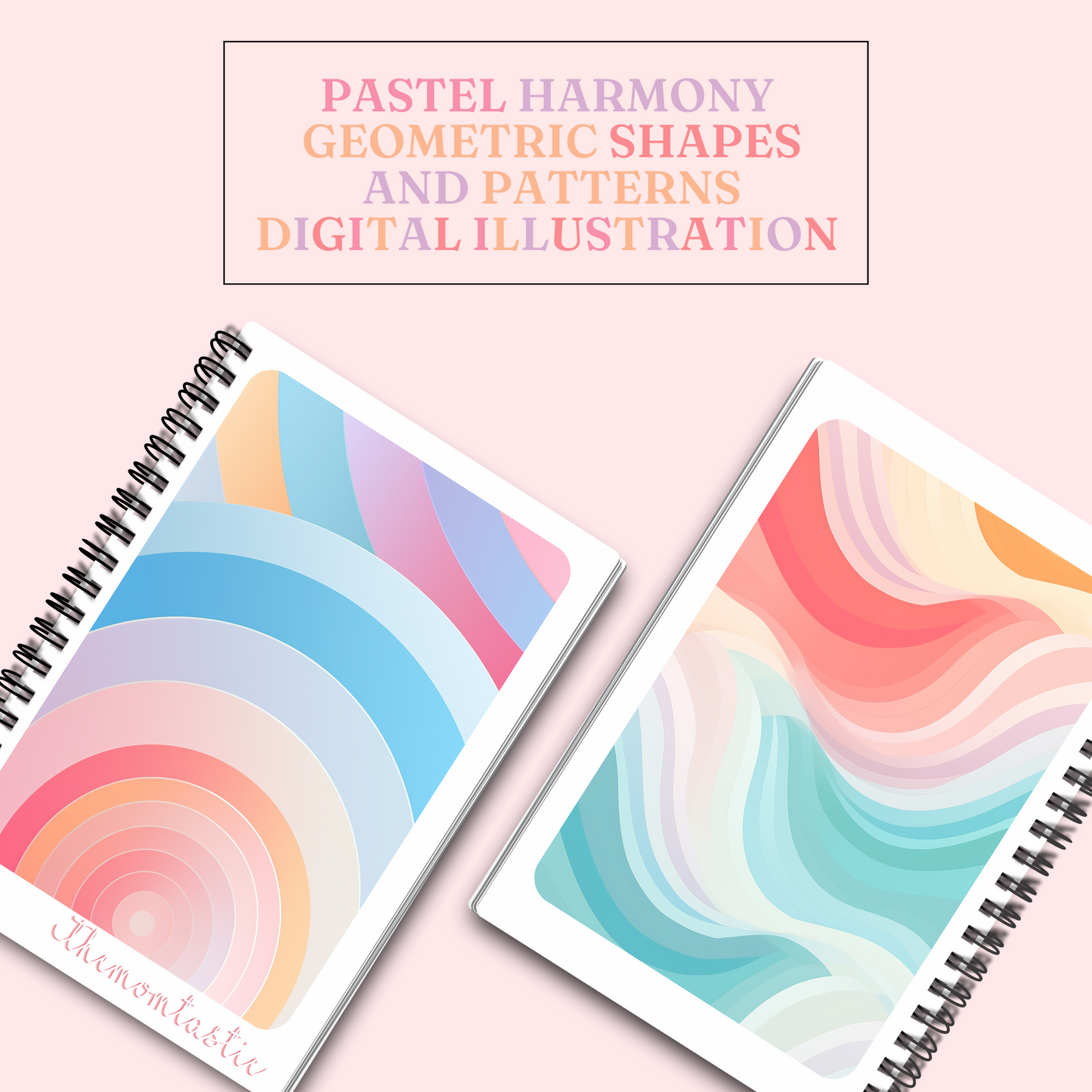 Pastel Harmony Geometric Shapes and Patterns Digital Illustration Pack - Commercial Use