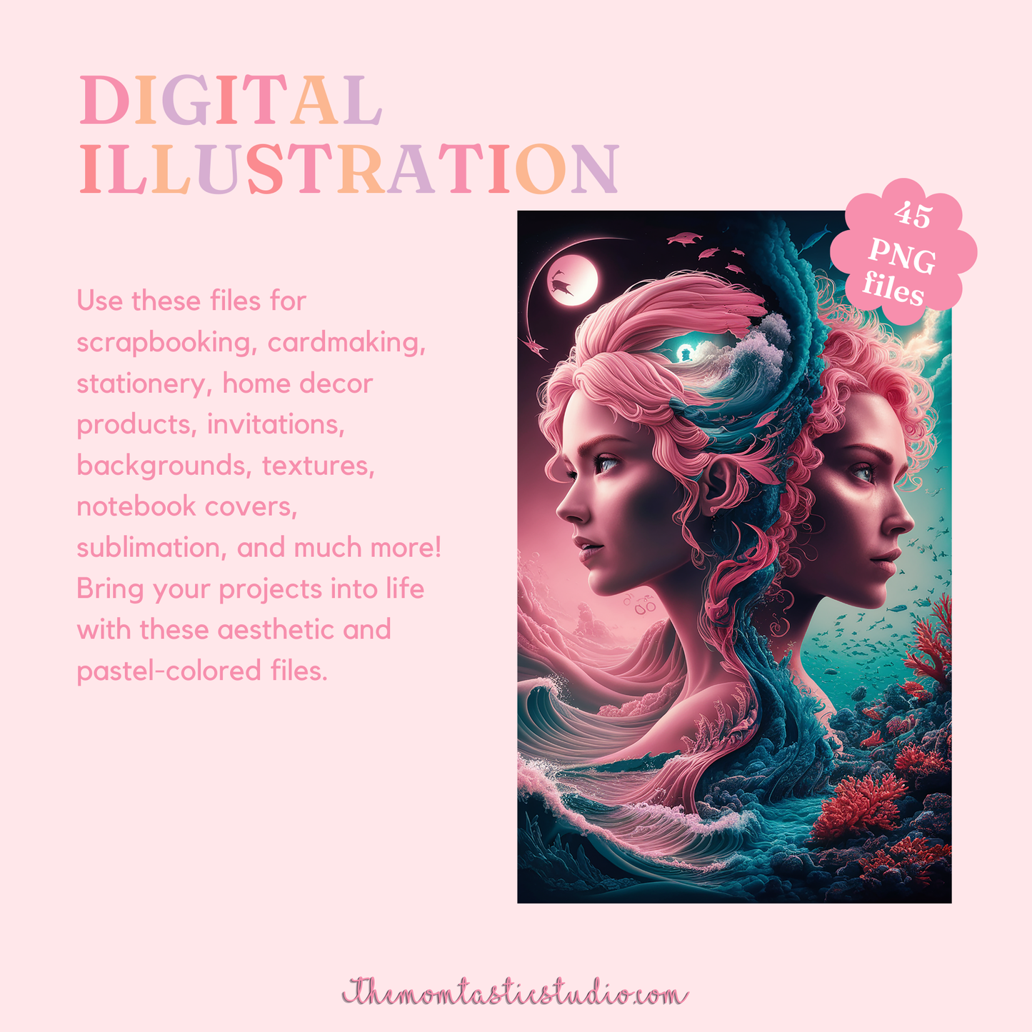 Ethereal Contrast Illustration - 300 DPI – Instant Download – Commercial Use