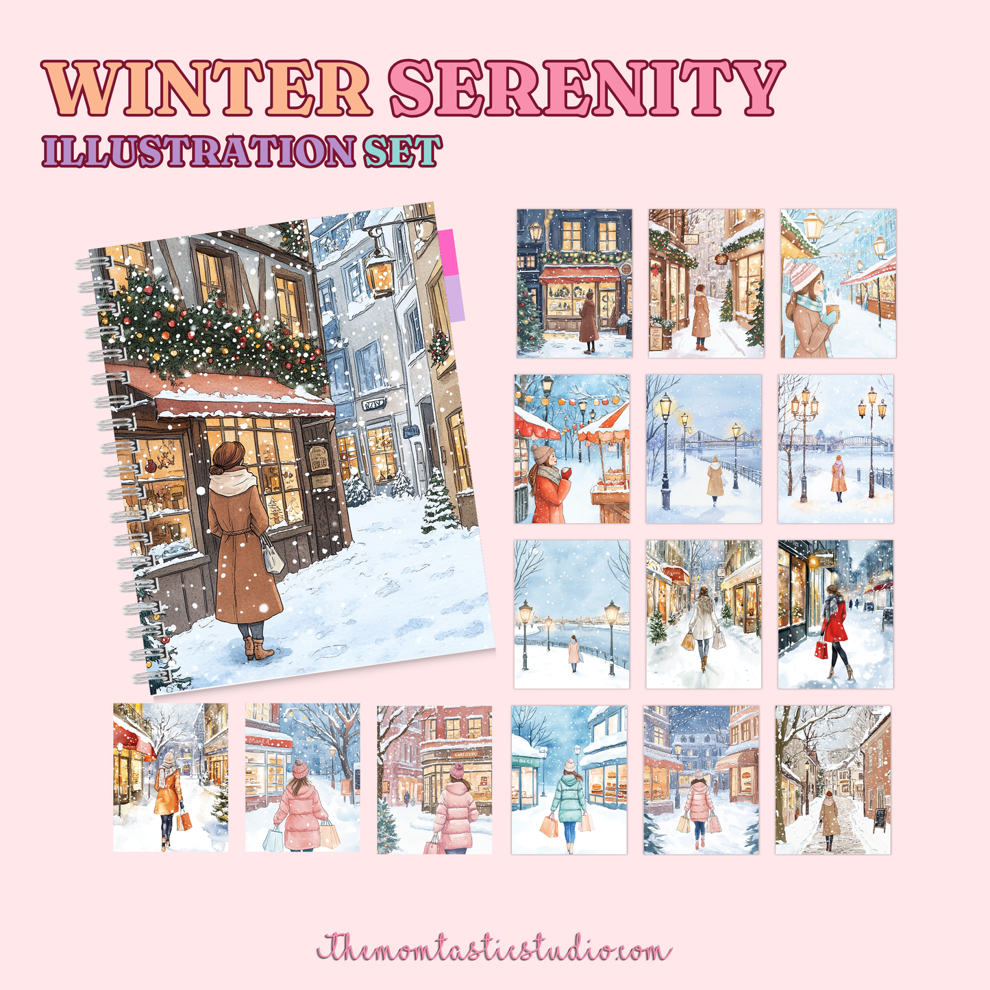 Winter Serenity Digital Illustration Set - 300 DPI – Instant Download – Commercial Use