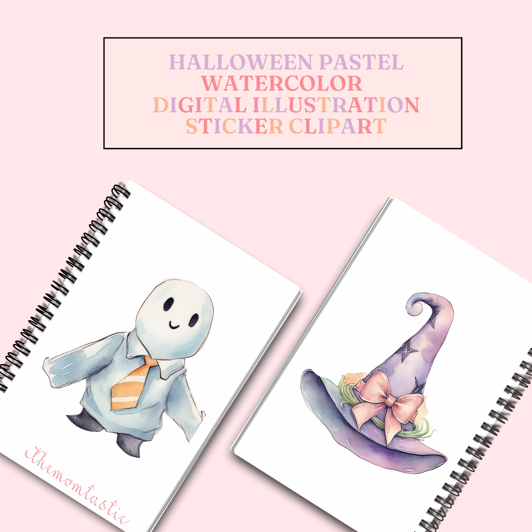 Halloween Pastel Watercolor Cliparts – High-Quality PNG - Transparent Background - Commercial Use