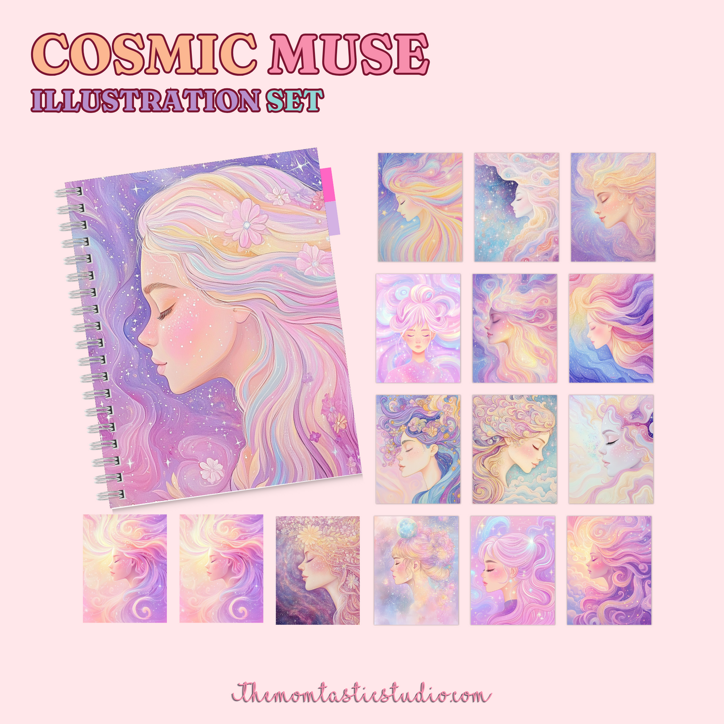 Cosmic Muse Illustration Set - 300 DPI – Instant Download – Commercial Use