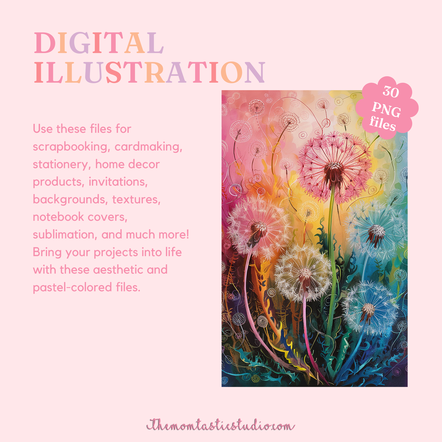 Floral Abstract Illustration - 300 DPI T-Shirt - Poster - Notebook Design – Instant Download – Commercial Use