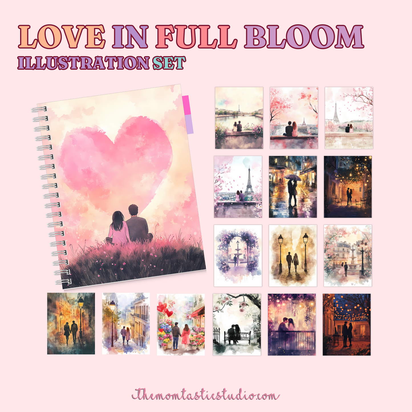 Love in Full Bloom Illustration Set - 300 DPI – Instant Download – Commercial Use