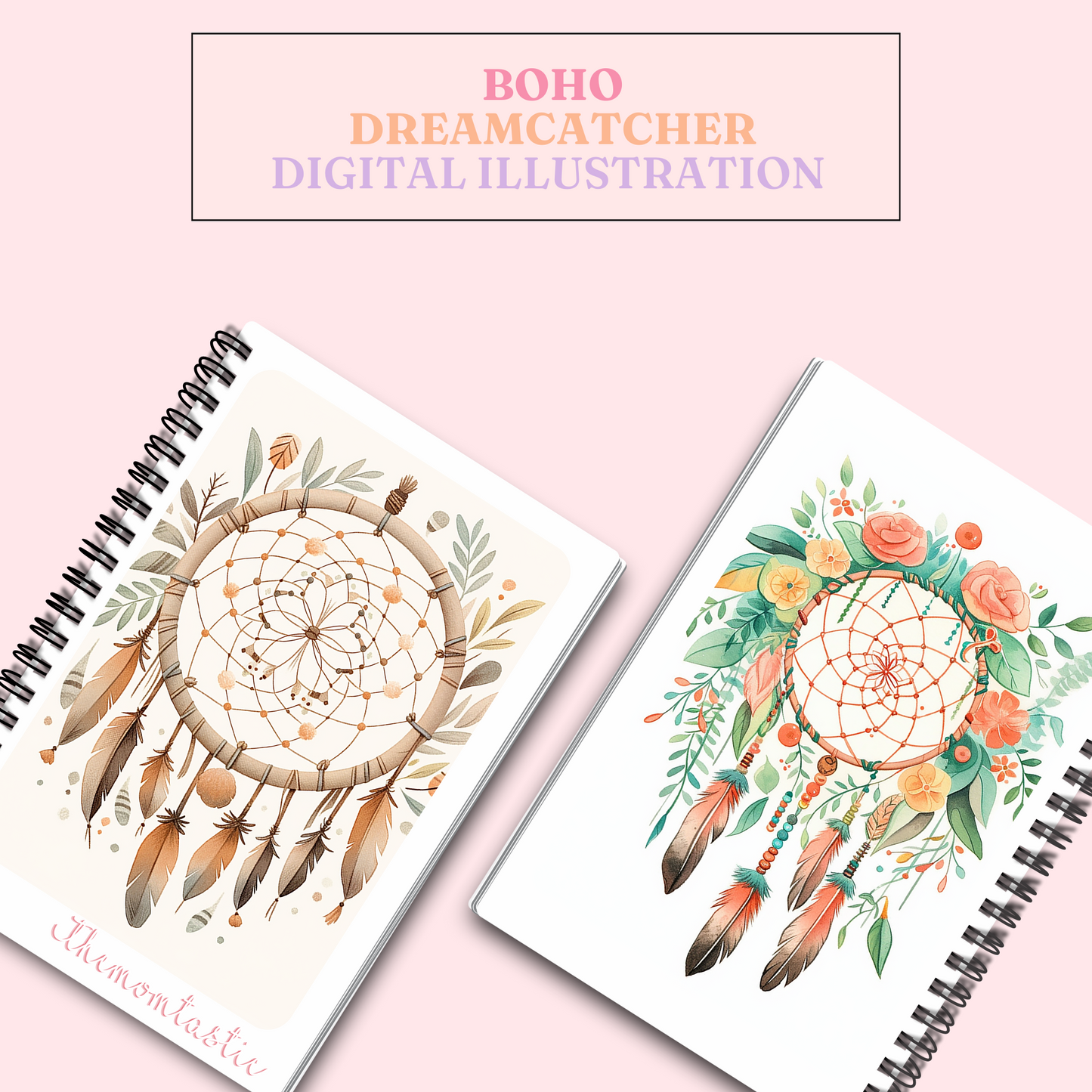 Boho Dreamcatcher Digital Illustration 300DPI – Instant Download – Commercial Use