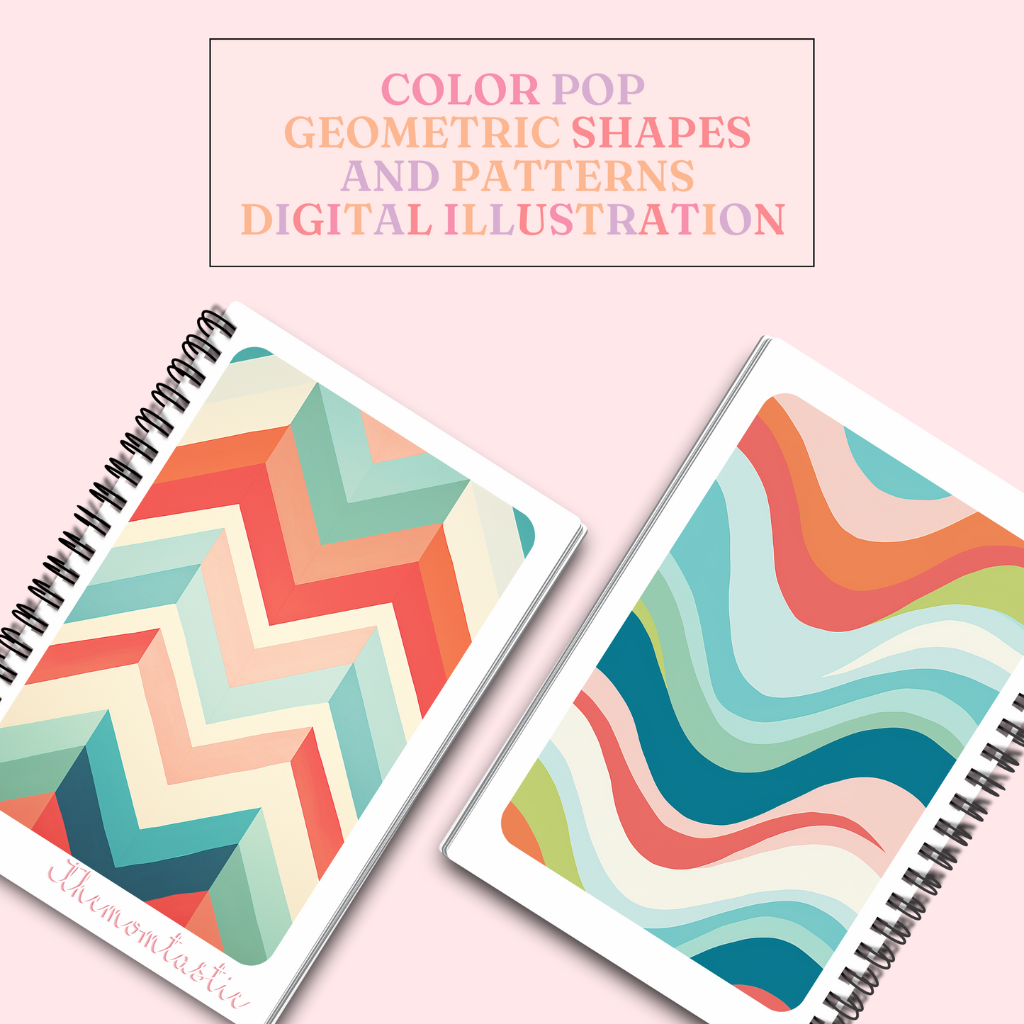 Color Pop Geometric Shapes and Patterns Digital Illustration Pack - Commercial Use