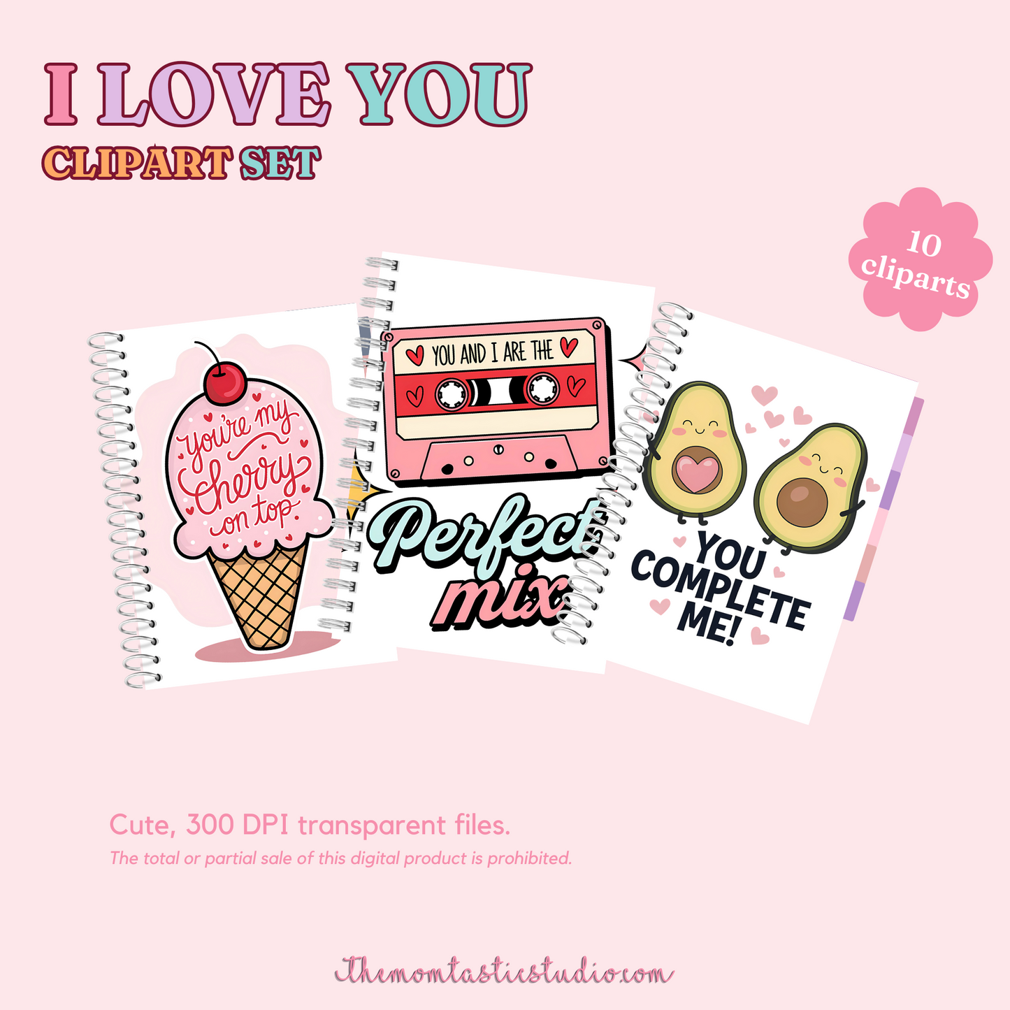 I Love You Clipart Set - 300 DPI – Instant Download – Commercial Use (Transparent Files)