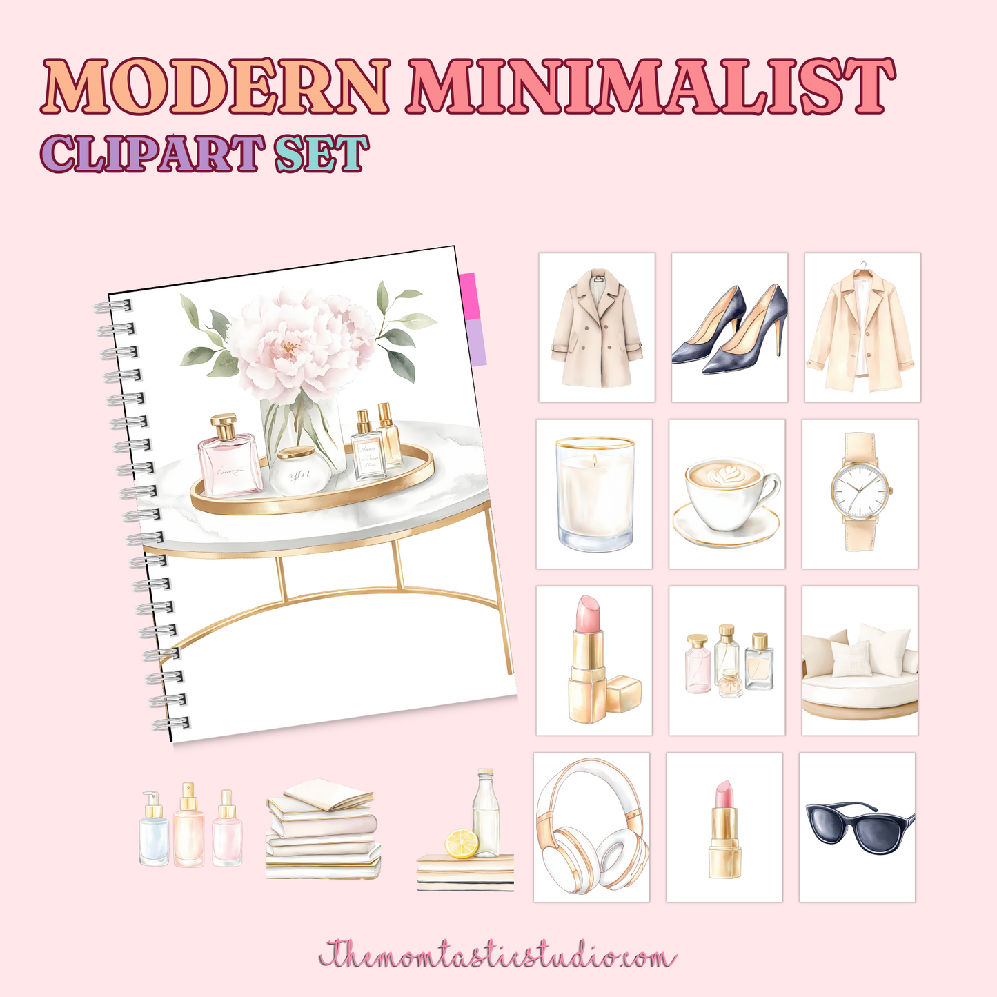 Modern Minimalist Clipart Set – Instant Download – 300 DPI - Commercial Use (Transparent PNG)