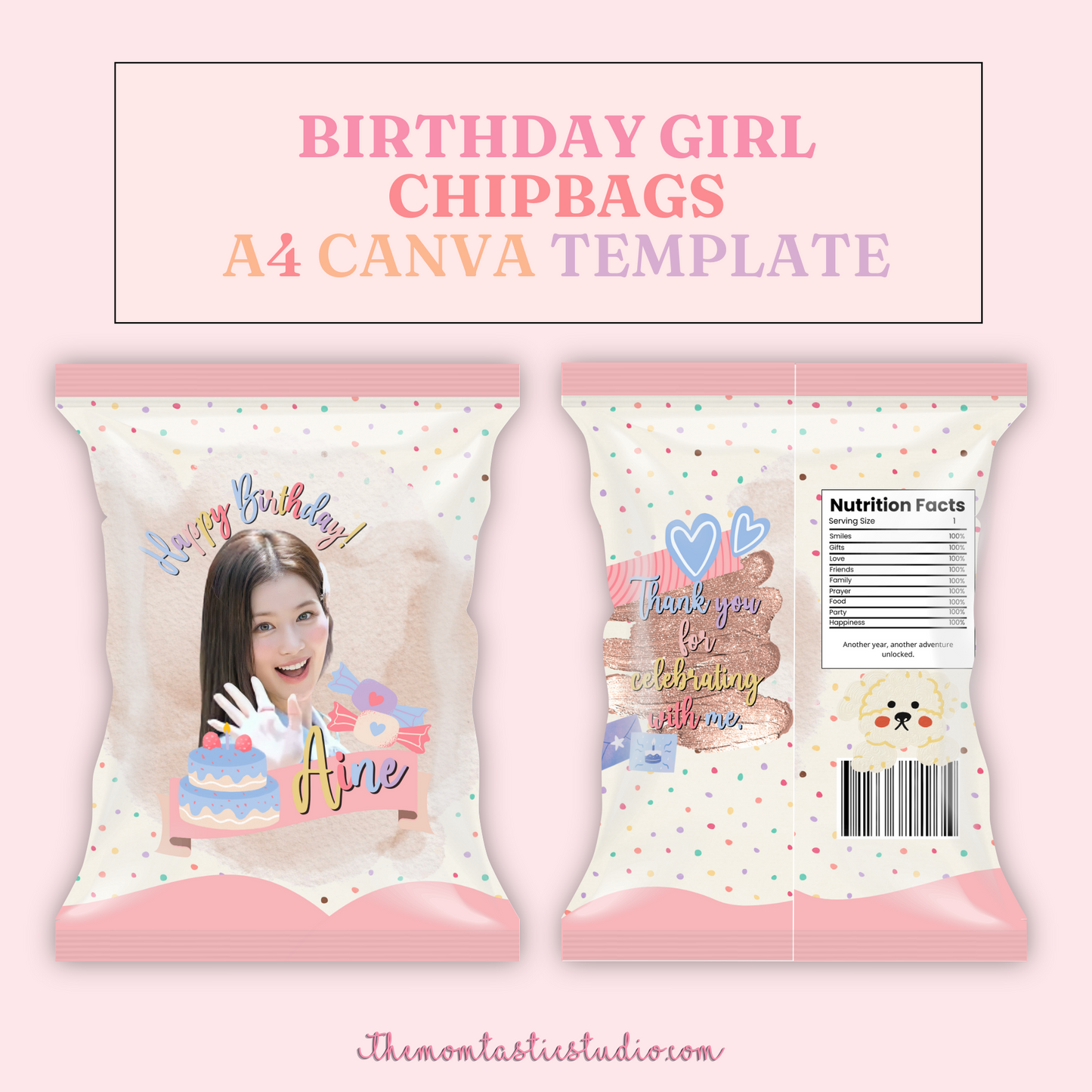 Birthday Girl Chip Bag Template – A4 Size – PDF - Canva Template