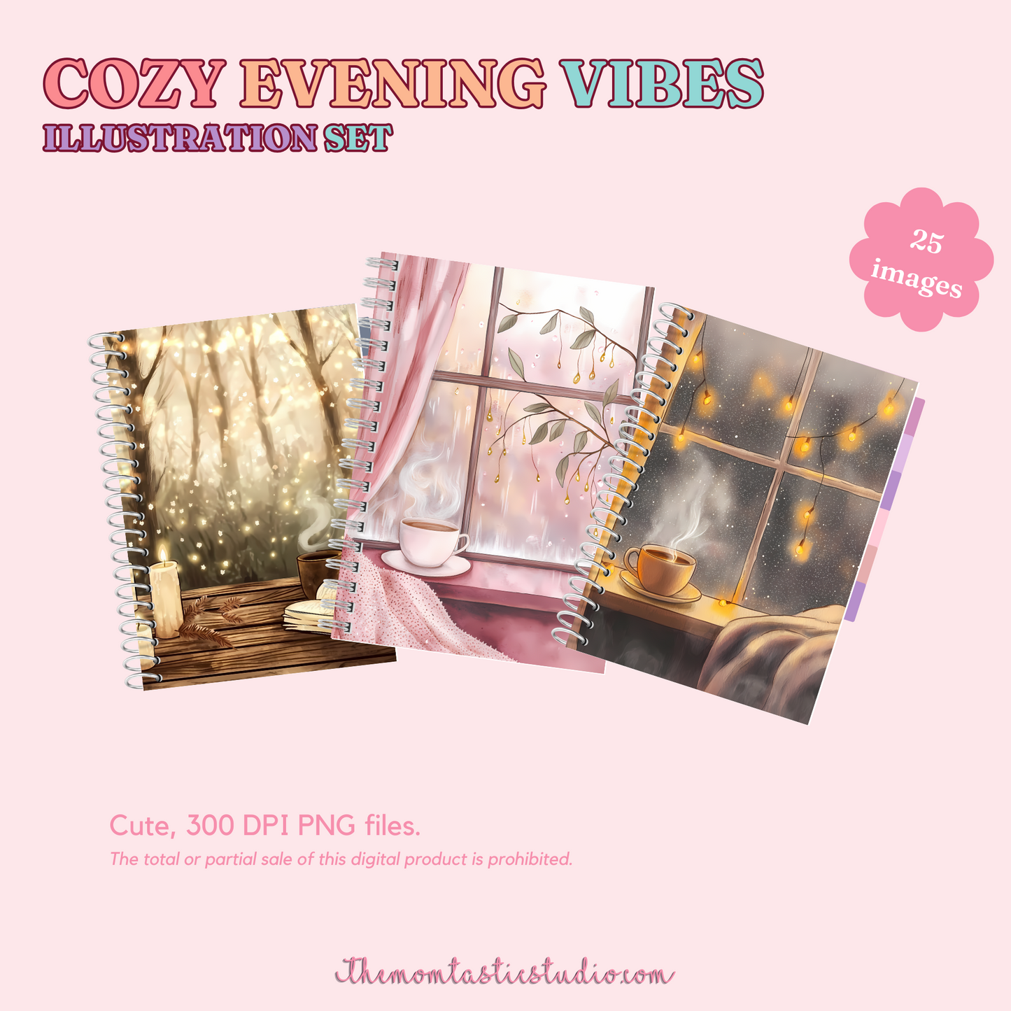 Cozy Evening Vibes Illustration Set - 300 DPI – Instant Download – Commercial Use