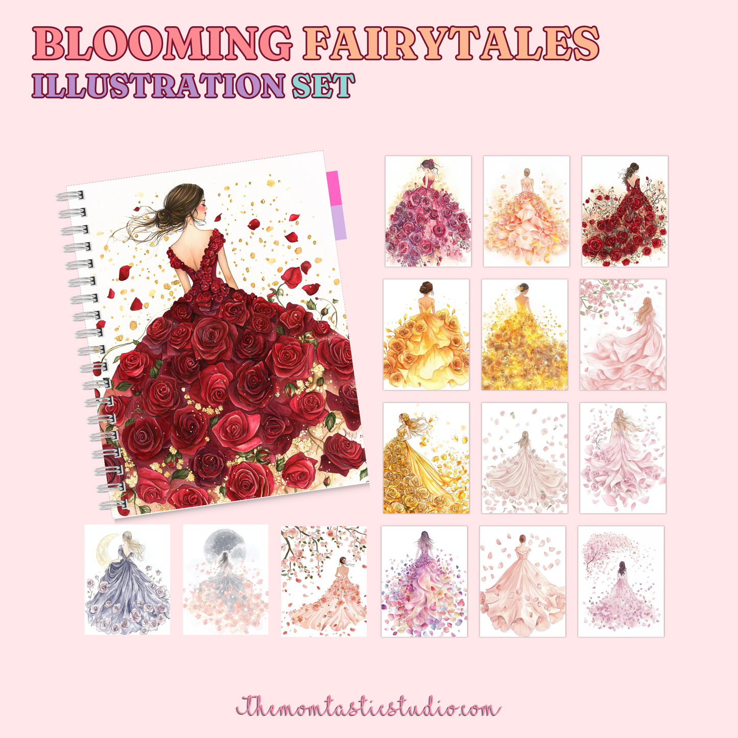 Blooming Fairytales Illustration Set - 300 DPI – Instant Download – Commercial Use