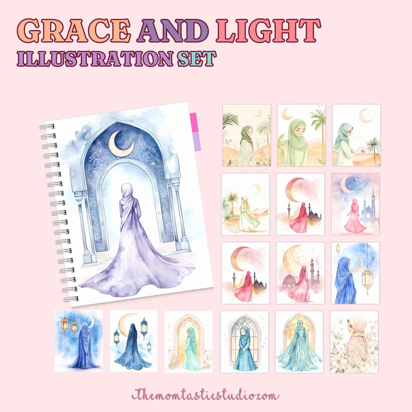 Grace and Light Illustration Set - 300 DPI – Instant Download – Commercial Use