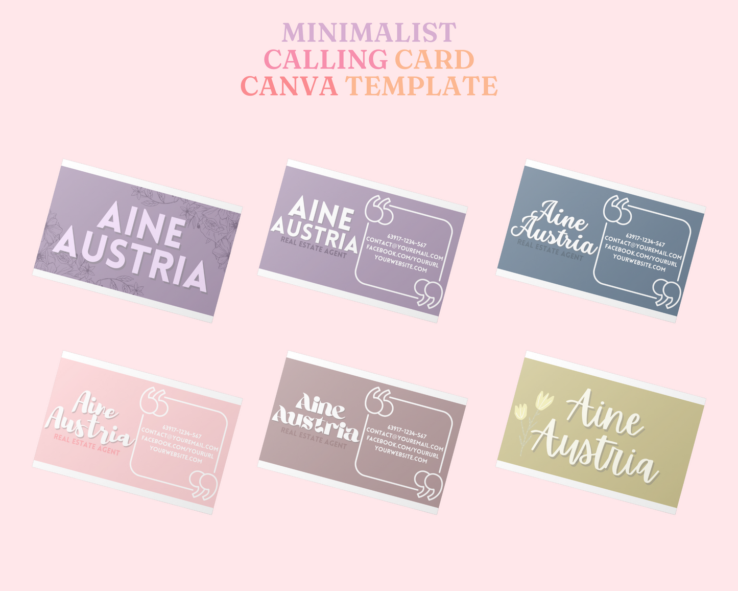 Minimalist Calling Card Card Canva Editable Template