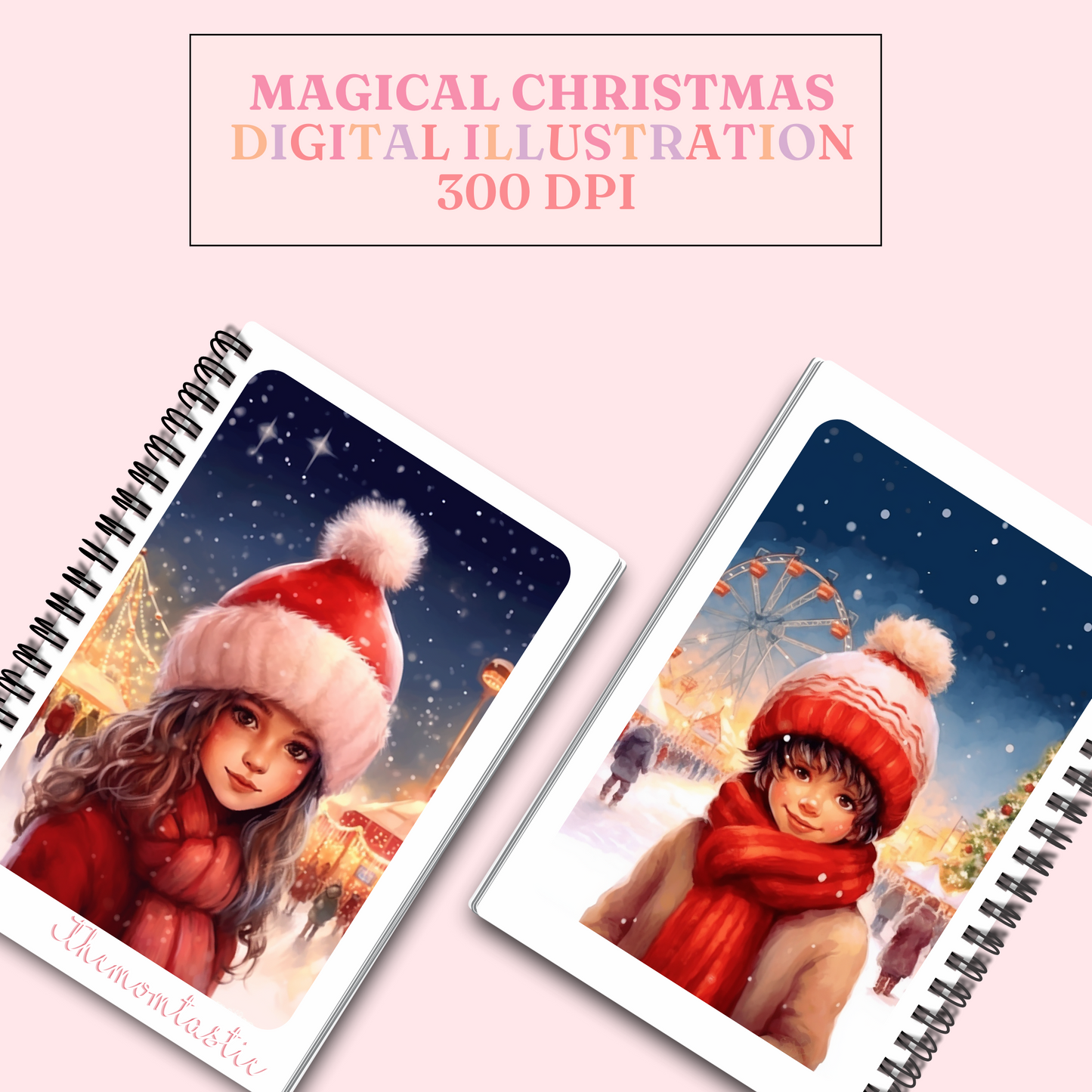 Magical Christmas - Watercolor Digital Illustration - 300 DPI - Commercial Use - Instant Download