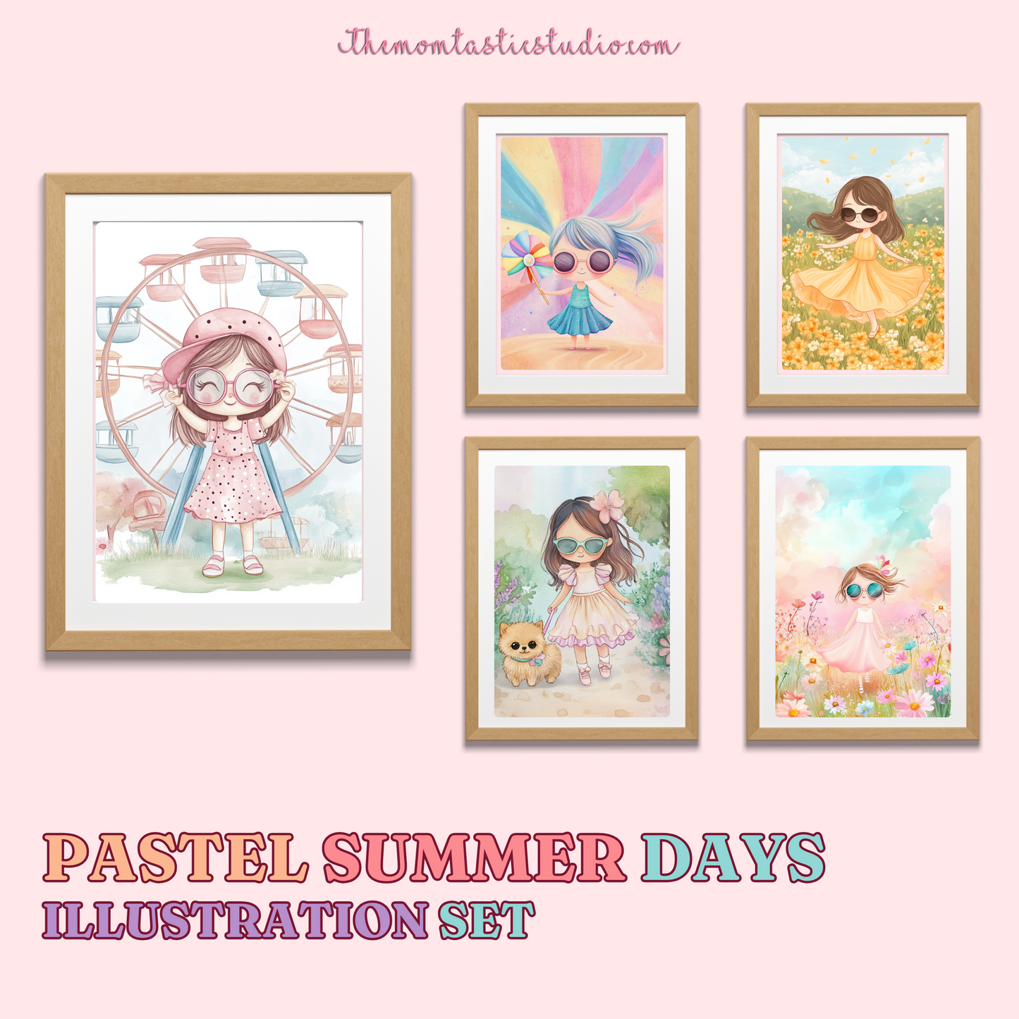 Pastel Summer Days Illustration Set - 300 DPI – Instant Download – Commercial Use