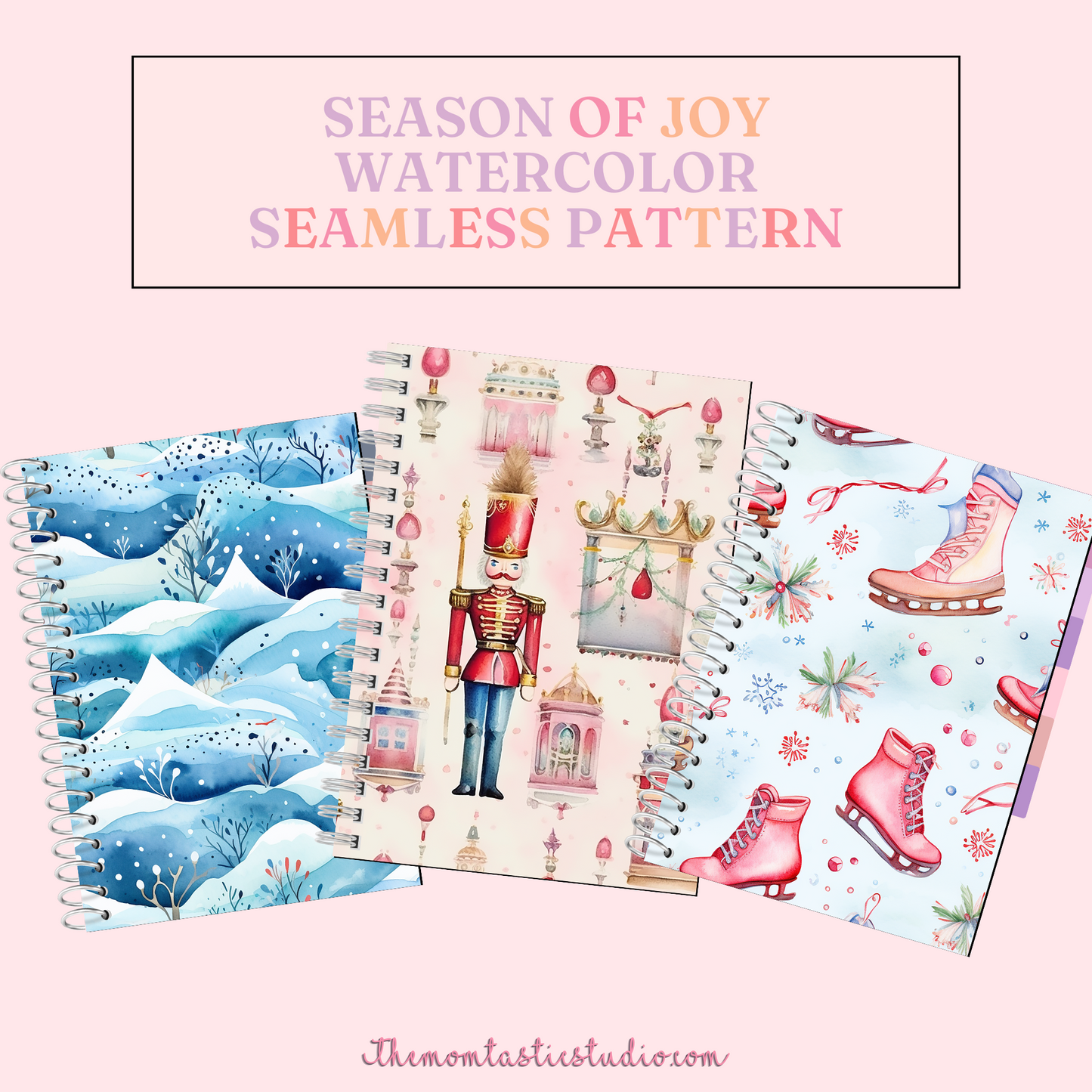 Season of Joy Seamless Pattern, Watercolor Pattern | Christmas Gift Wrappers | Digital Paper | Commercial Use