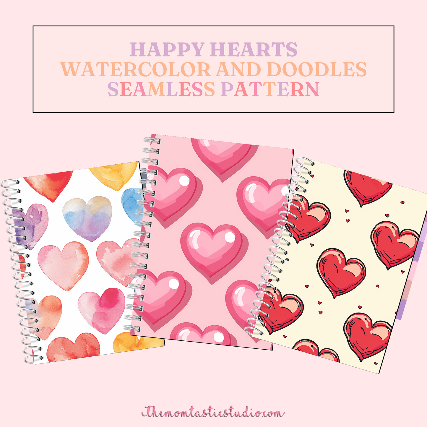 Happy Hearts Seamless Pattern | Cardstocks | Gift Wrappers | Digital Paper | Commercial Use