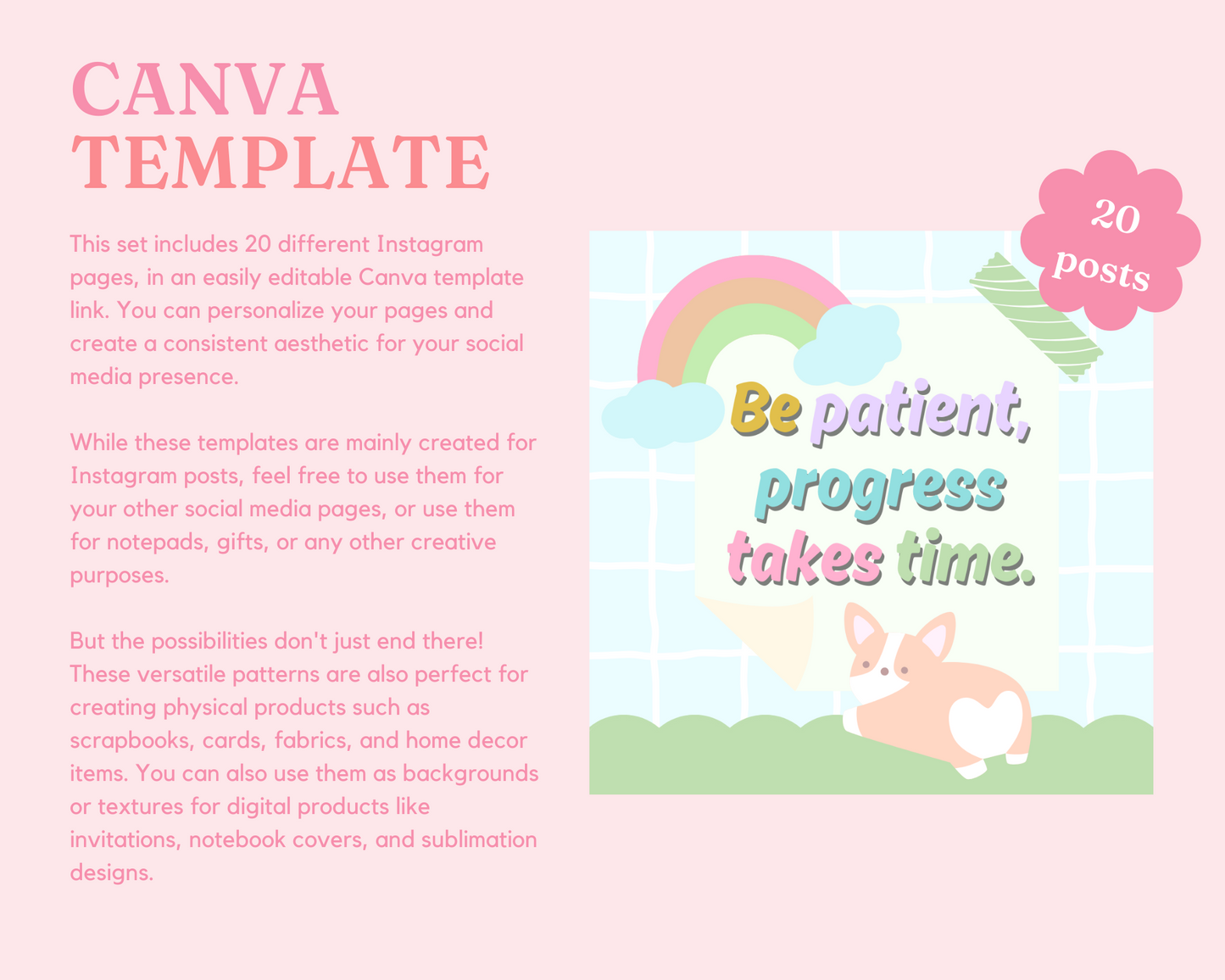 Retro Pastel Canva Template for Instagram Posts - 20 Pages