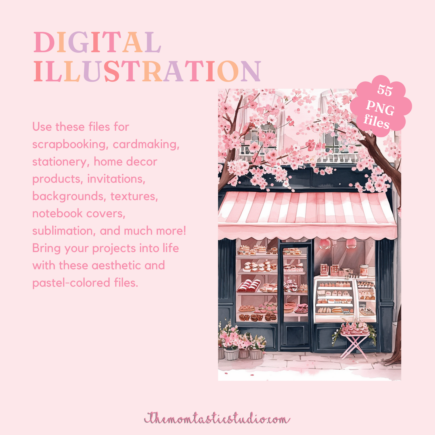 Quaint Patisserie Watercolor Digital Illustration 300DPI – Instant Download – Commercial Use