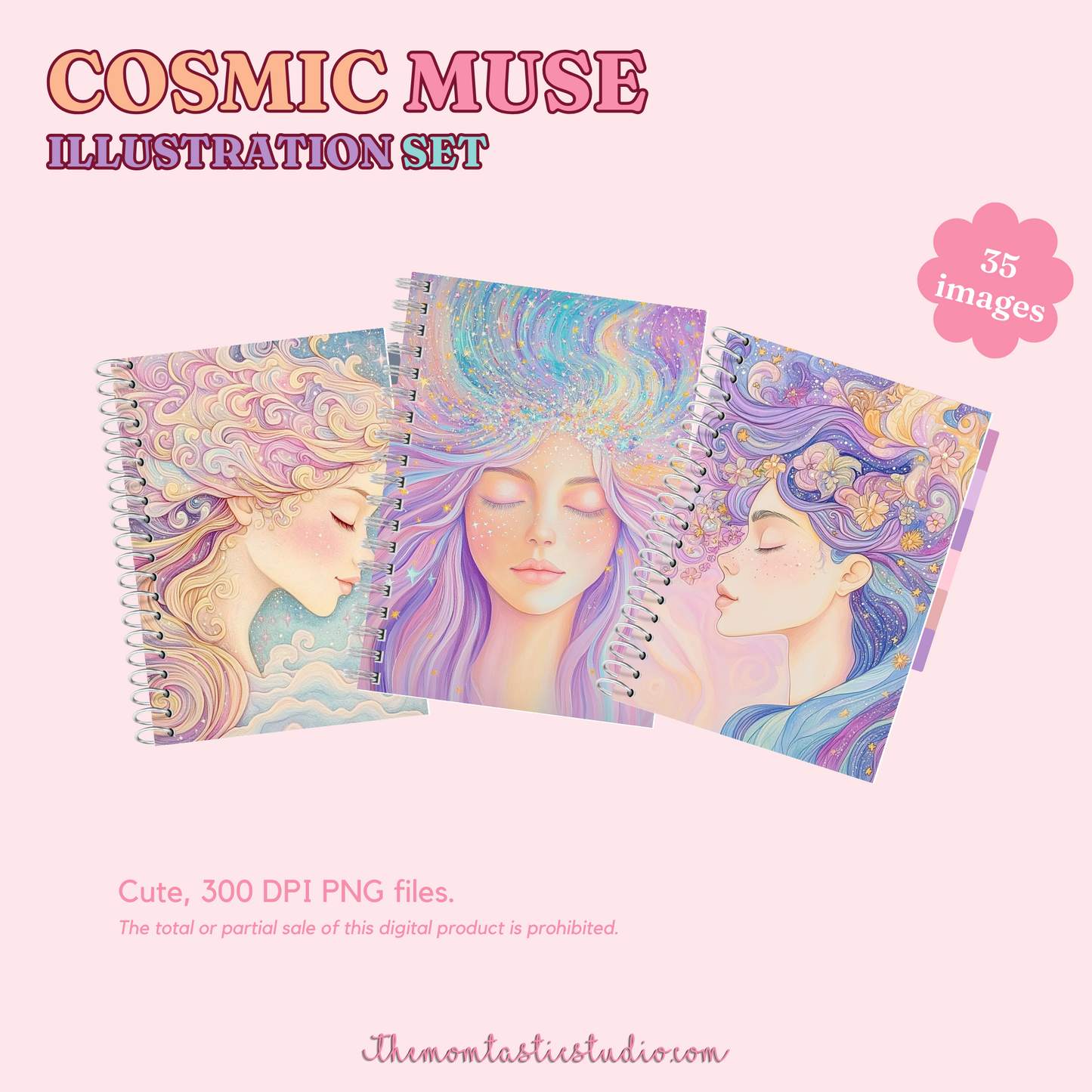 Cosmic Muse Illustration Set - 300 DPI – Instant Download – Commercial Use