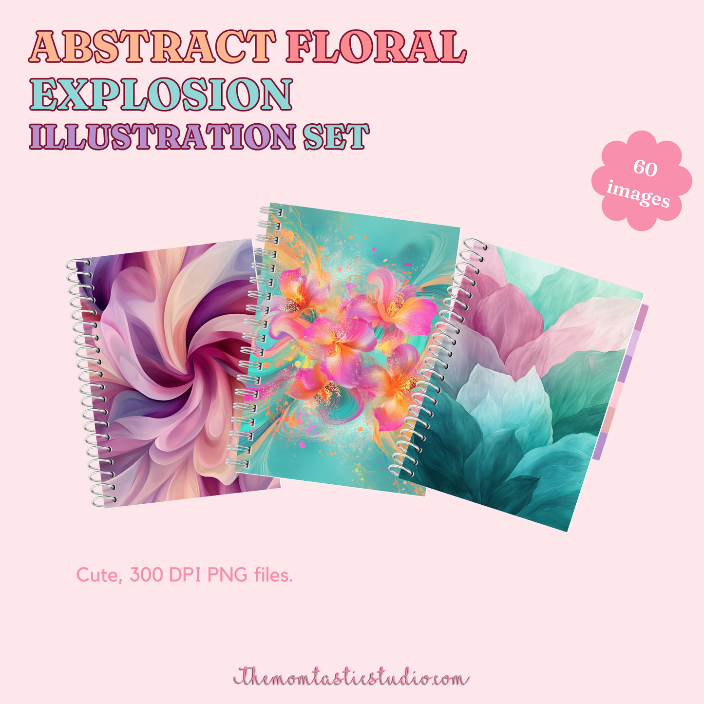 Abstract Floral Explosion Illustration Set - 300 DPI – Instant Download – Commercial Use