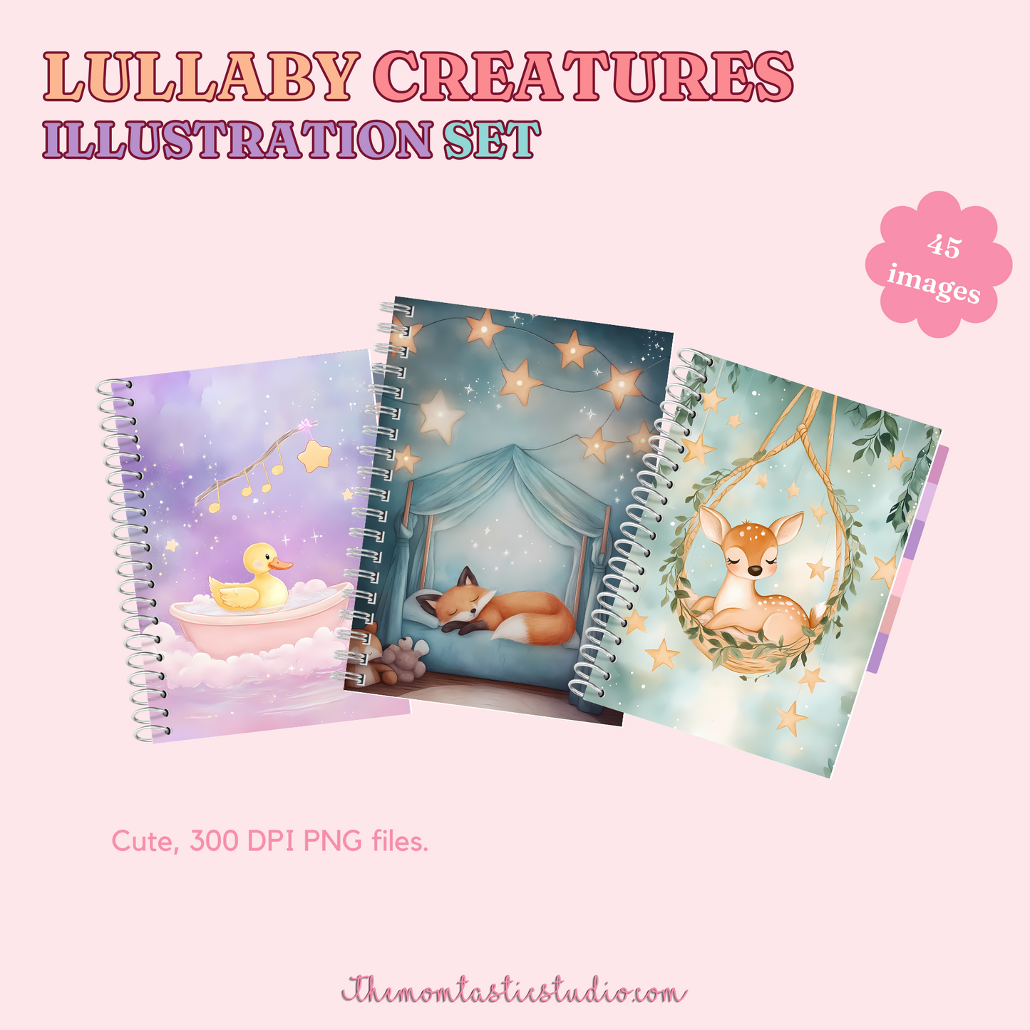 Lullaby Creatures Illustration Set - 300 DPI – Instant Download – Commercial Use