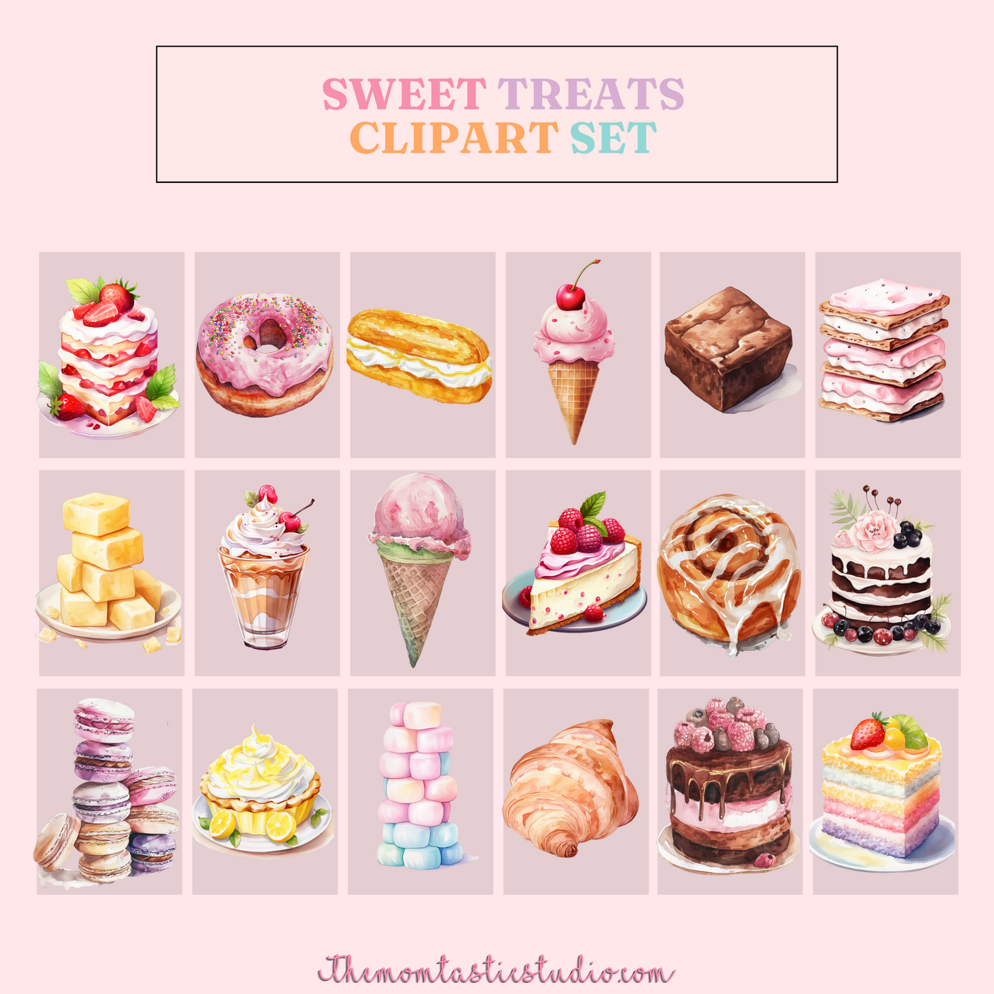 Sweet Treats Stickers – Clipart Set - High-Quality PNG - Transparent Background - Commercial Use