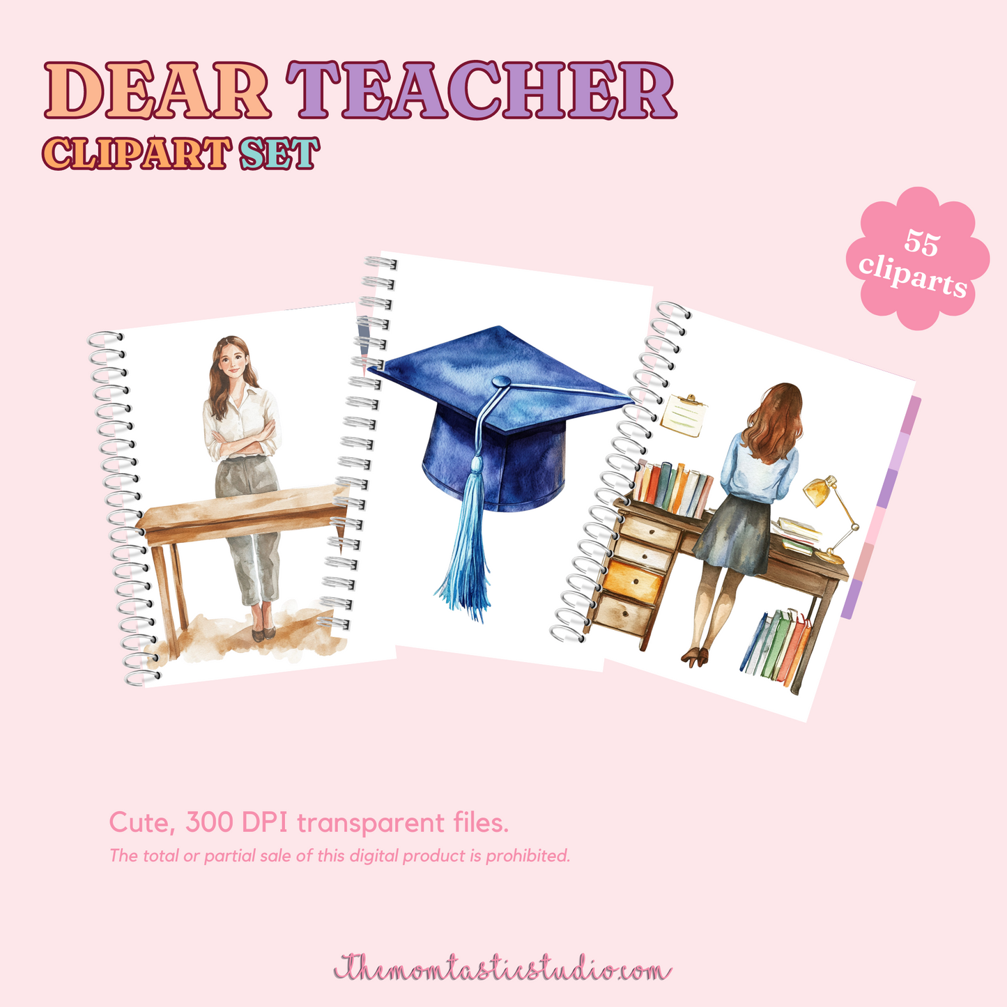 Dear Teacher Clipart Set - 300 DPI – Instant Download – Commercial Use (Transparent Files)