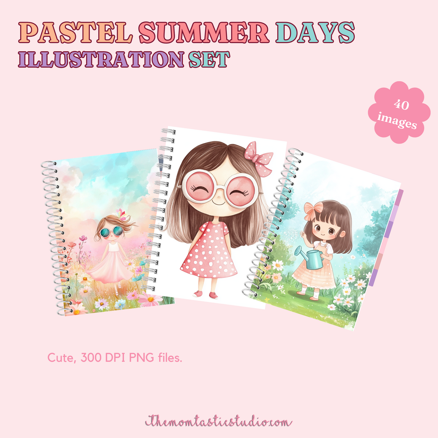 Pastel Summer Days Illustration Set - 300 DPI – Instant Download – Commercial Use
