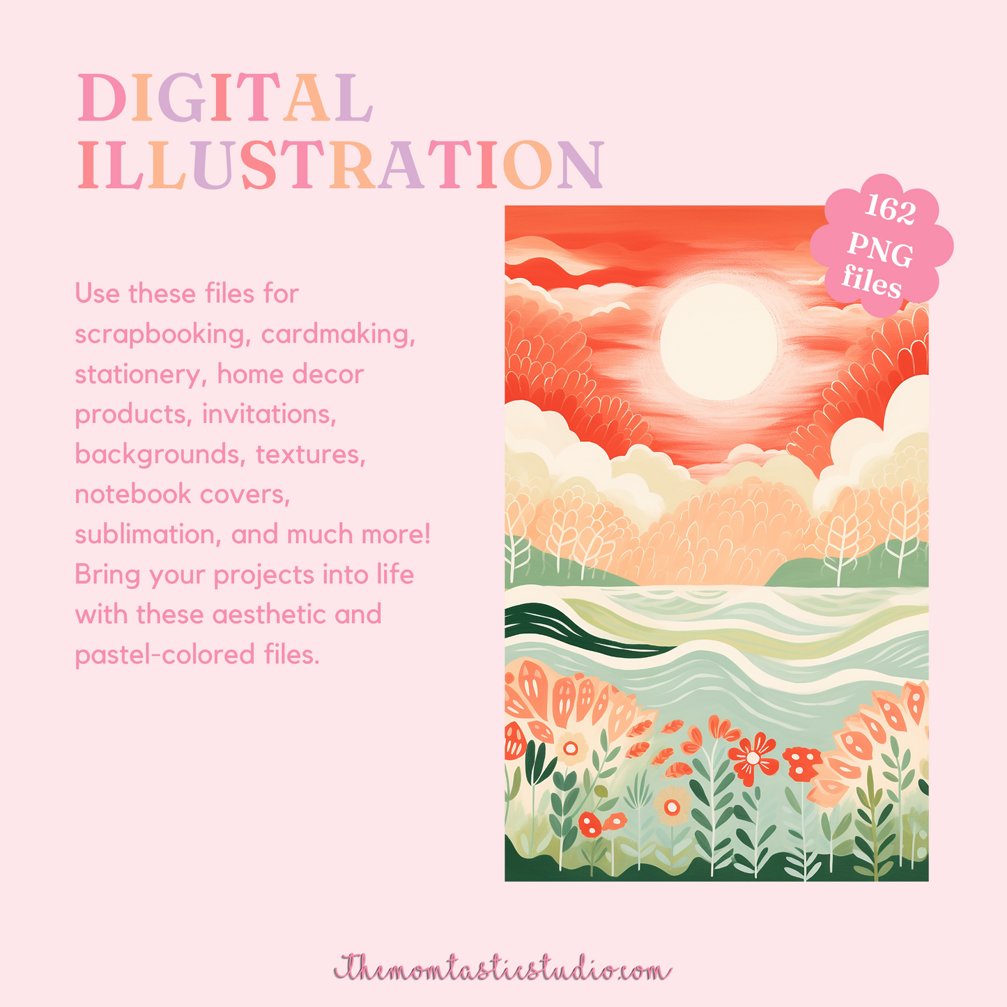 Boho Sunsets Digital Illustration 300DPI – Instant Download – Commercial Use