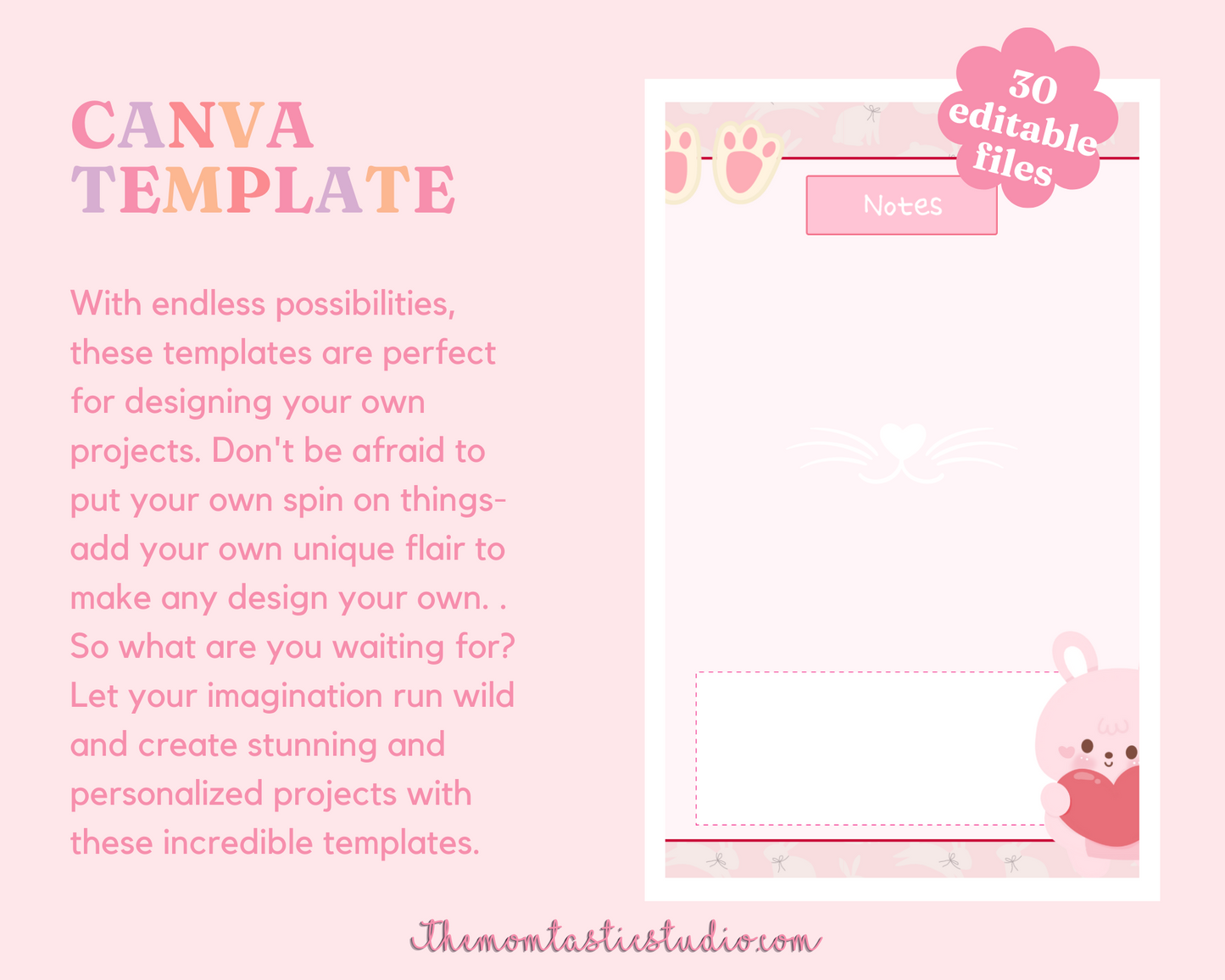 Cute and Bright Colors (3x4") Notepad Canva Template - 30 Pages - Commercial Use