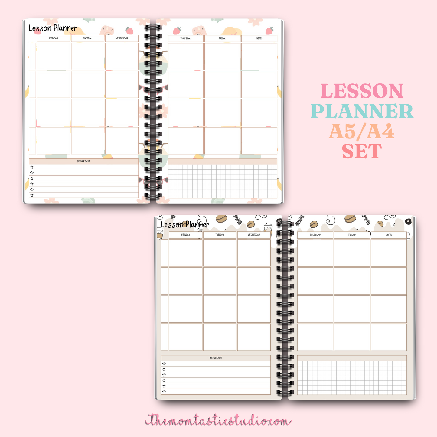 Lesson Planner Spread - PDF File Only (A5/A4) - Commercial Use