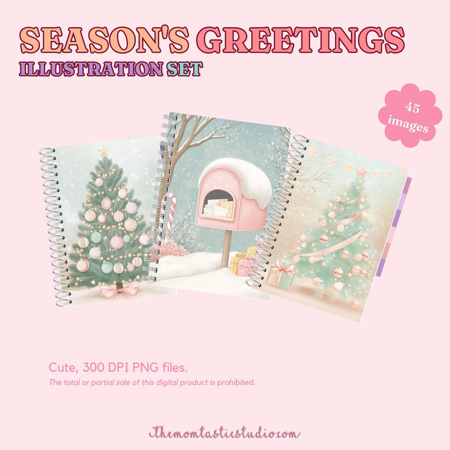 Seasons's Greetings Illustration Set - 300 DPI – Instant Download – Commercial Use