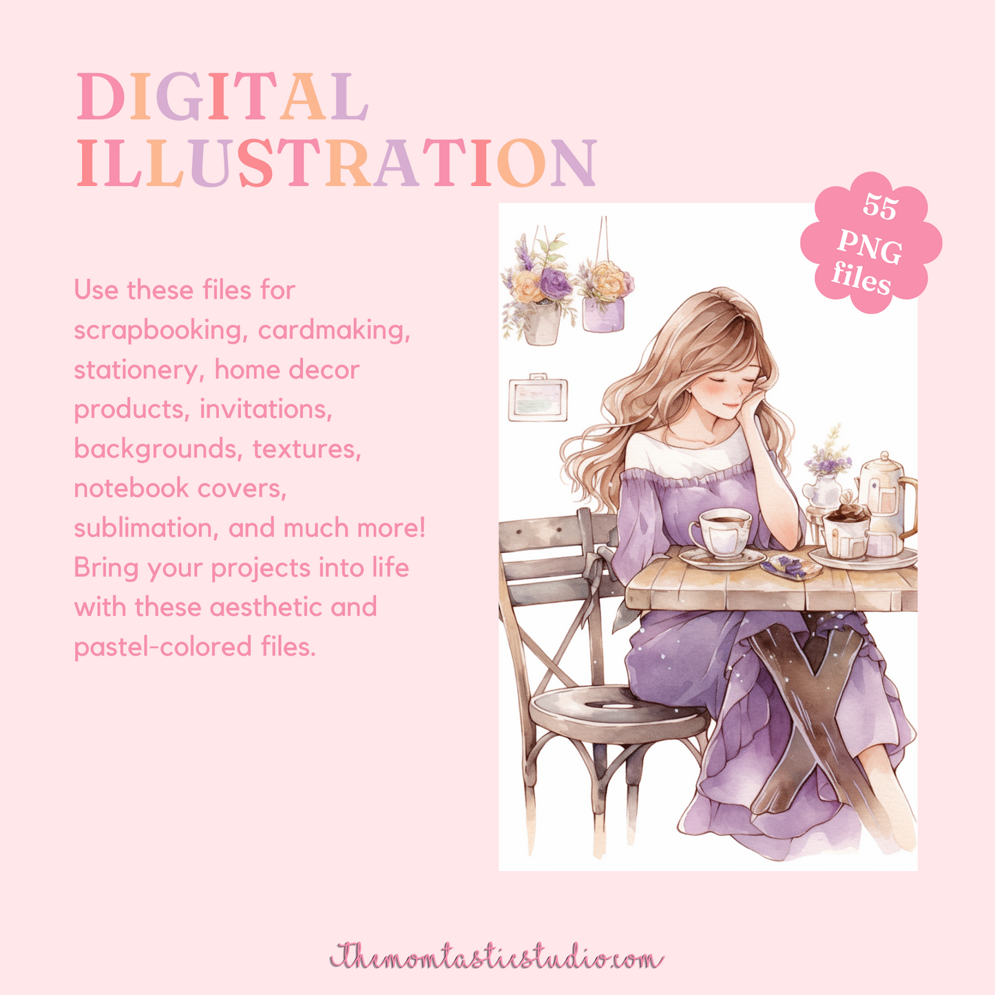 Coffee Babe Digital Illustration – Instant Download – Commercial Use (Copy)