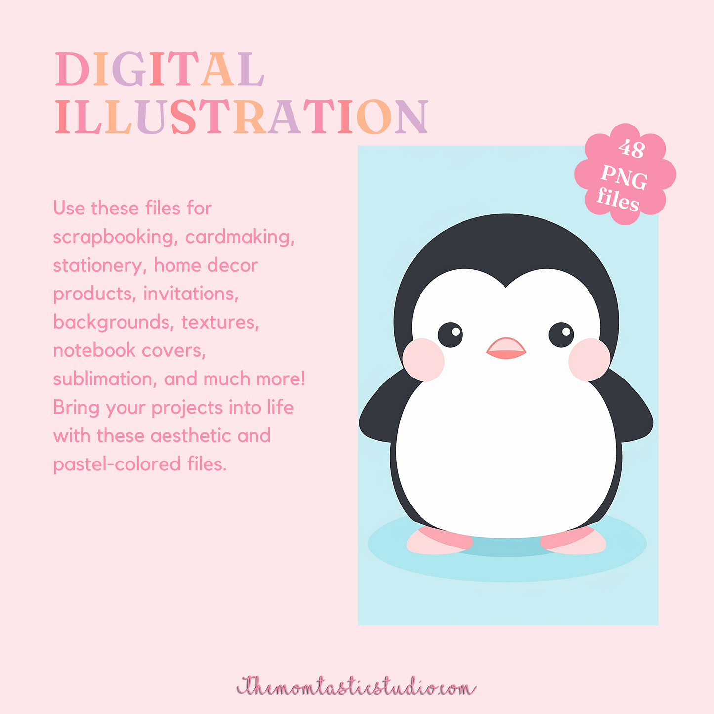 Kawaii Vector Animals Pastel Colors Digital Illustration 300DPI – Instant Download – Commercial Use