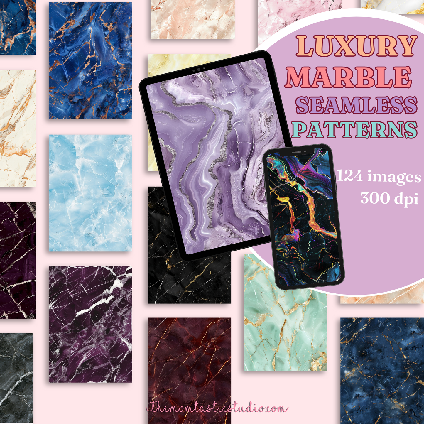 Luxury Marble Seamless Patterns for Commercial Use, Digital Paper - 300 DPI
