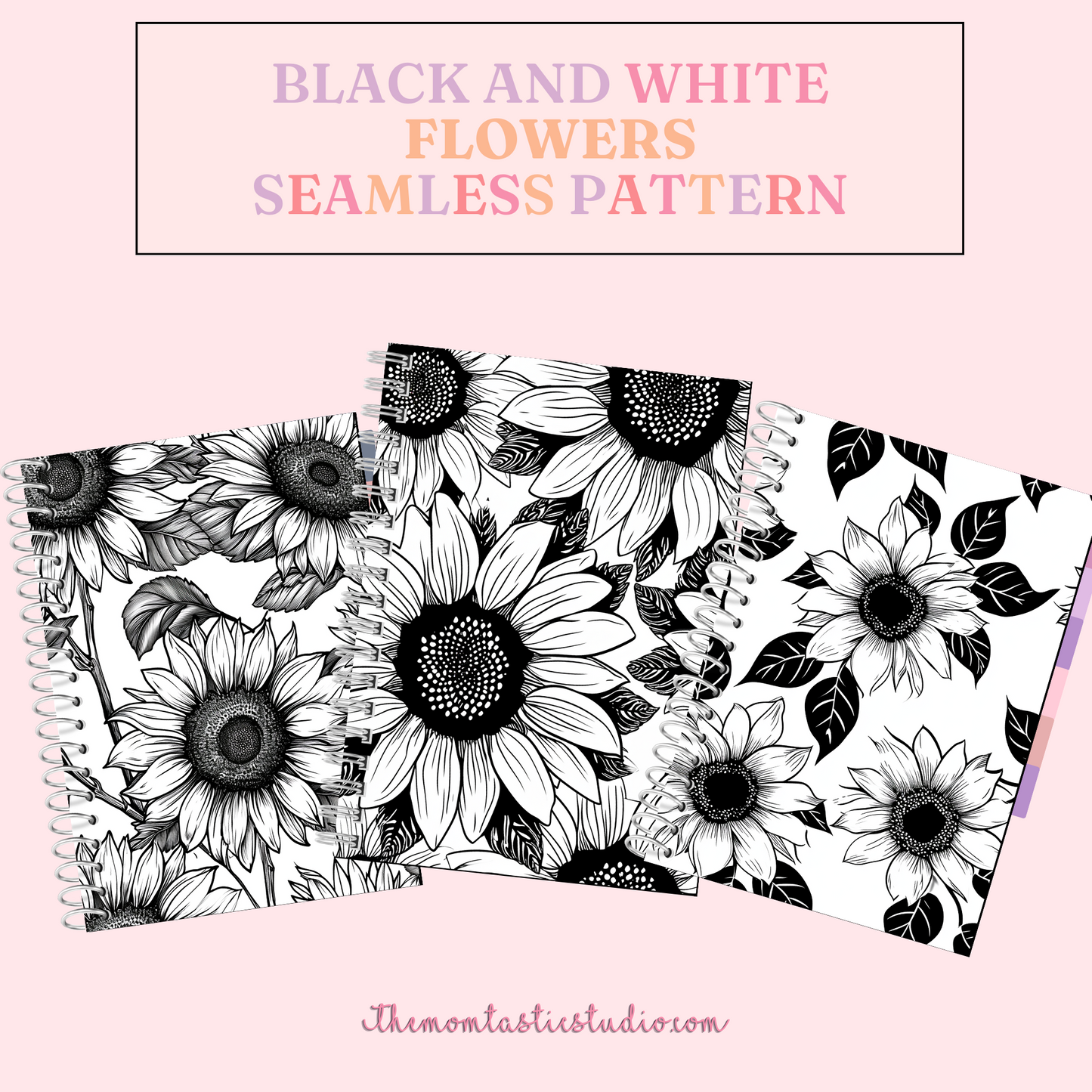 Black and White Flowers Seamless Pattern | Gift Wrappers | Digital Paper | Commercial Use